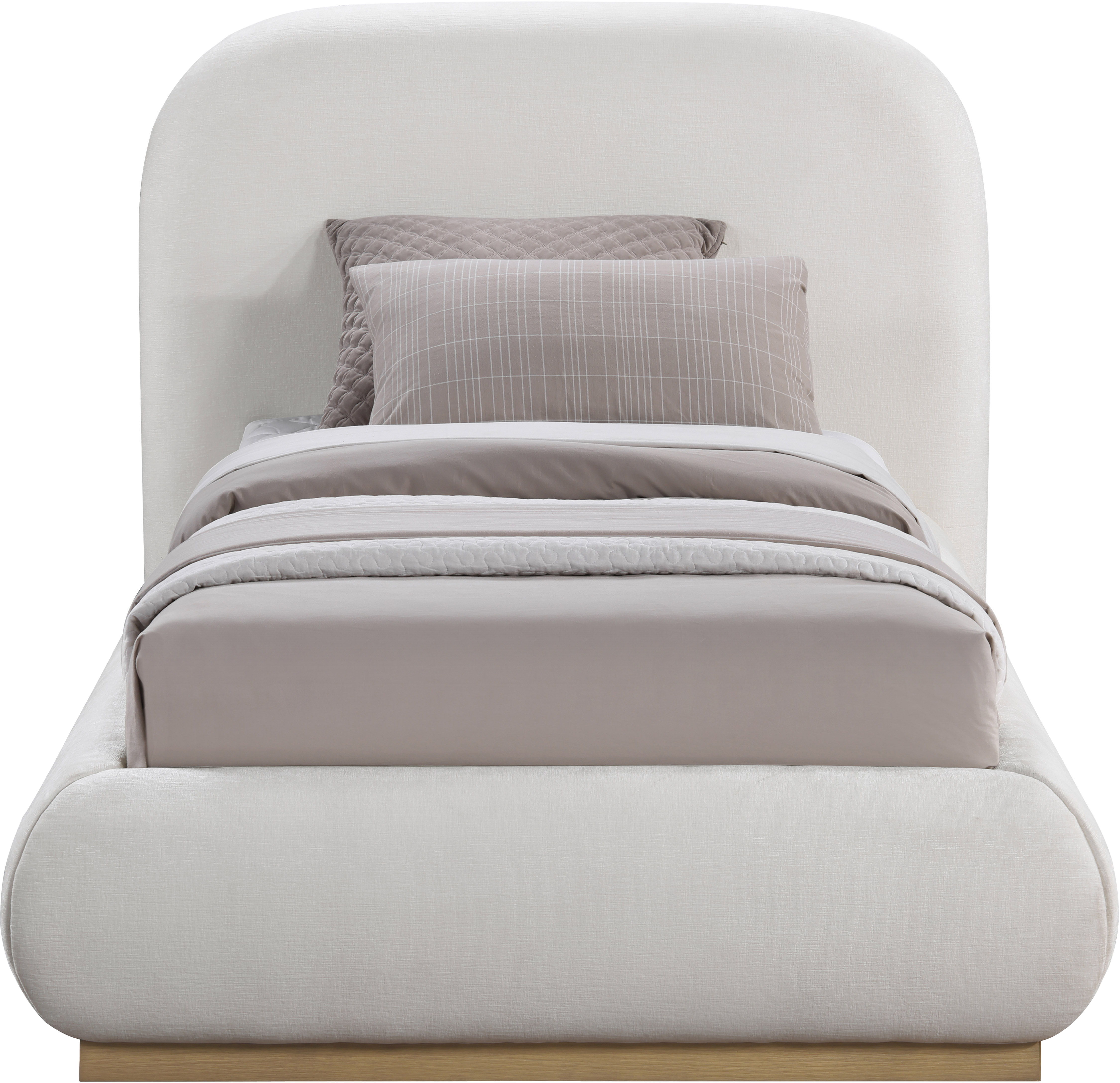 Vaughn - Chenille Twin Bed With Natural Base - Cream