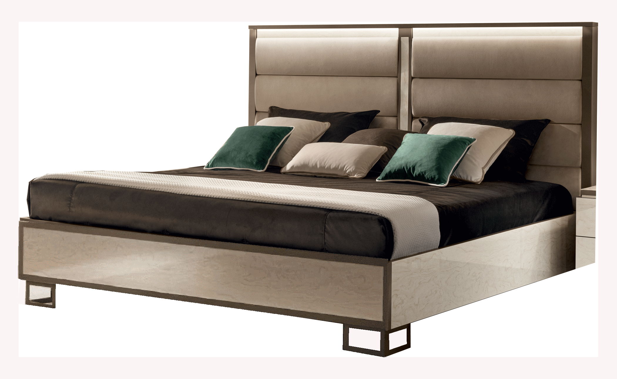 Poesia - Queen Size Upholstered Bed - Light Beige