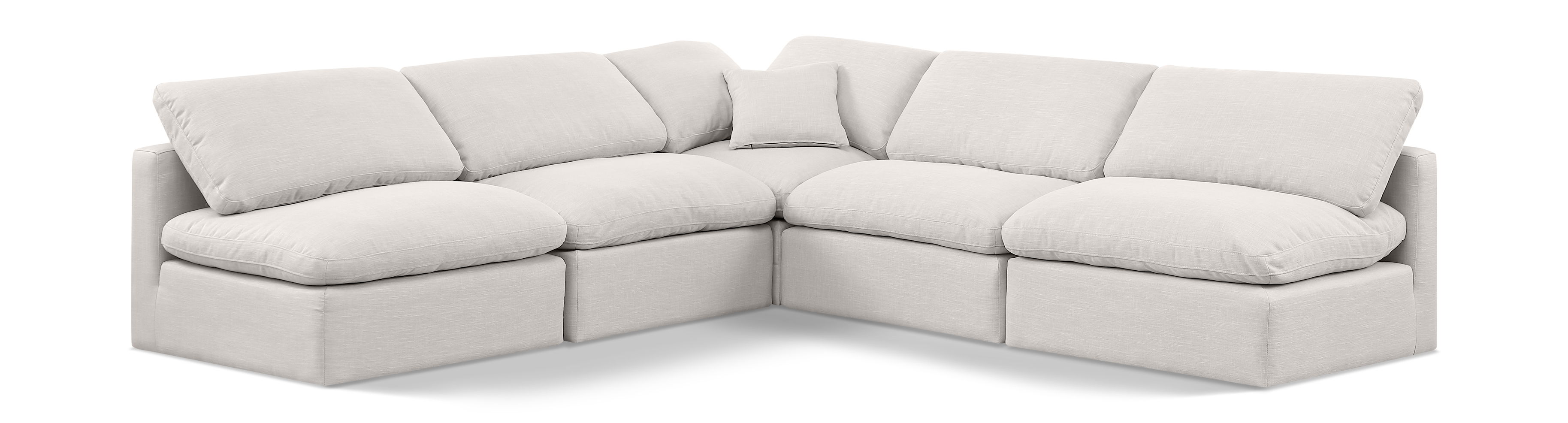 Indulge - Linen 5 Piece Modular Corner Armless Sectional - Cream