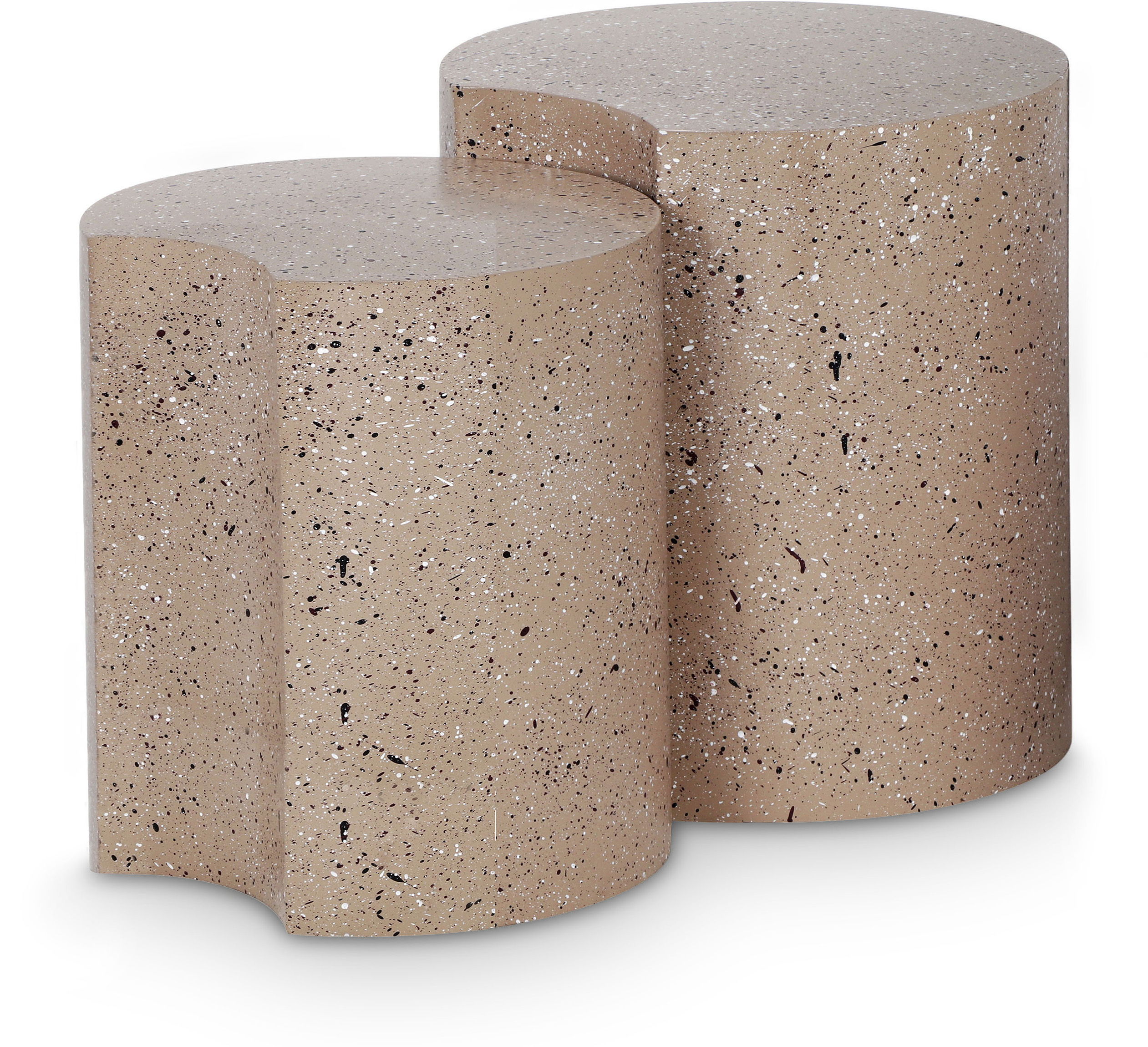 Dimple - 2 Piece Modular End Table - Taupe Terazzo Finish