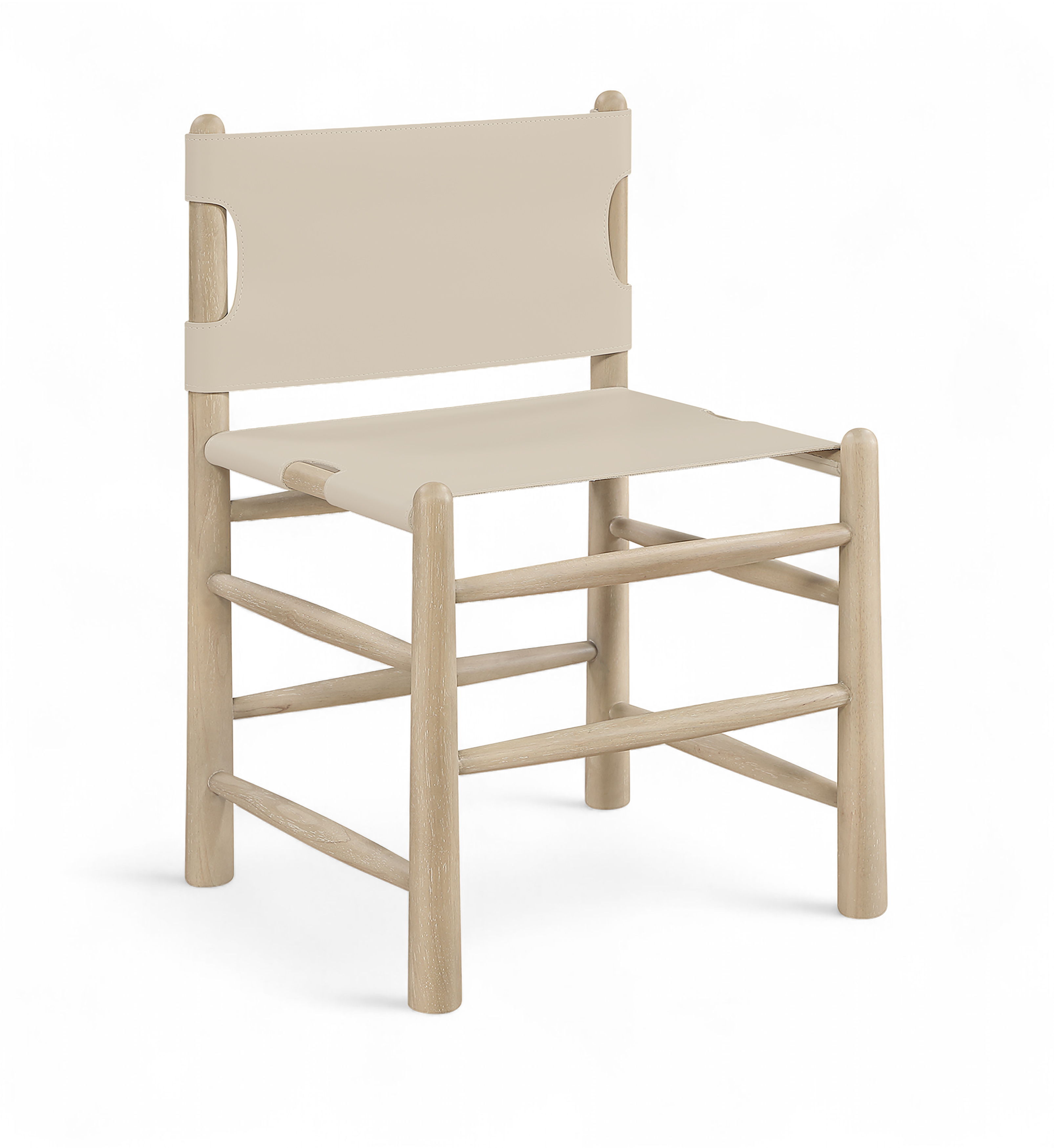Santos - Vegan Leather Upholstered Dining Chair (Set of 2) - Beige / Stained Natural
