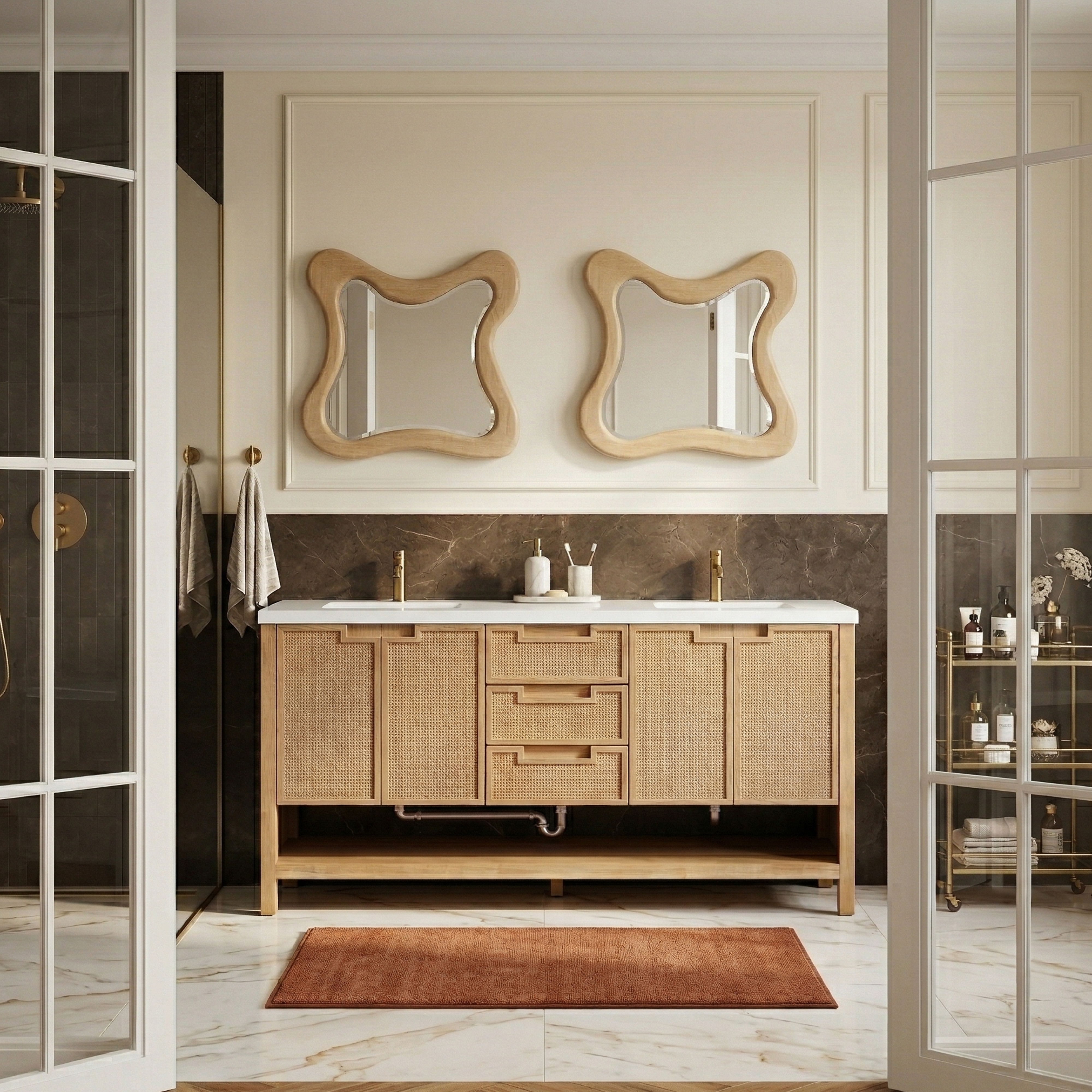 Soren - 72'' Bathroom Vanity - Natural / White