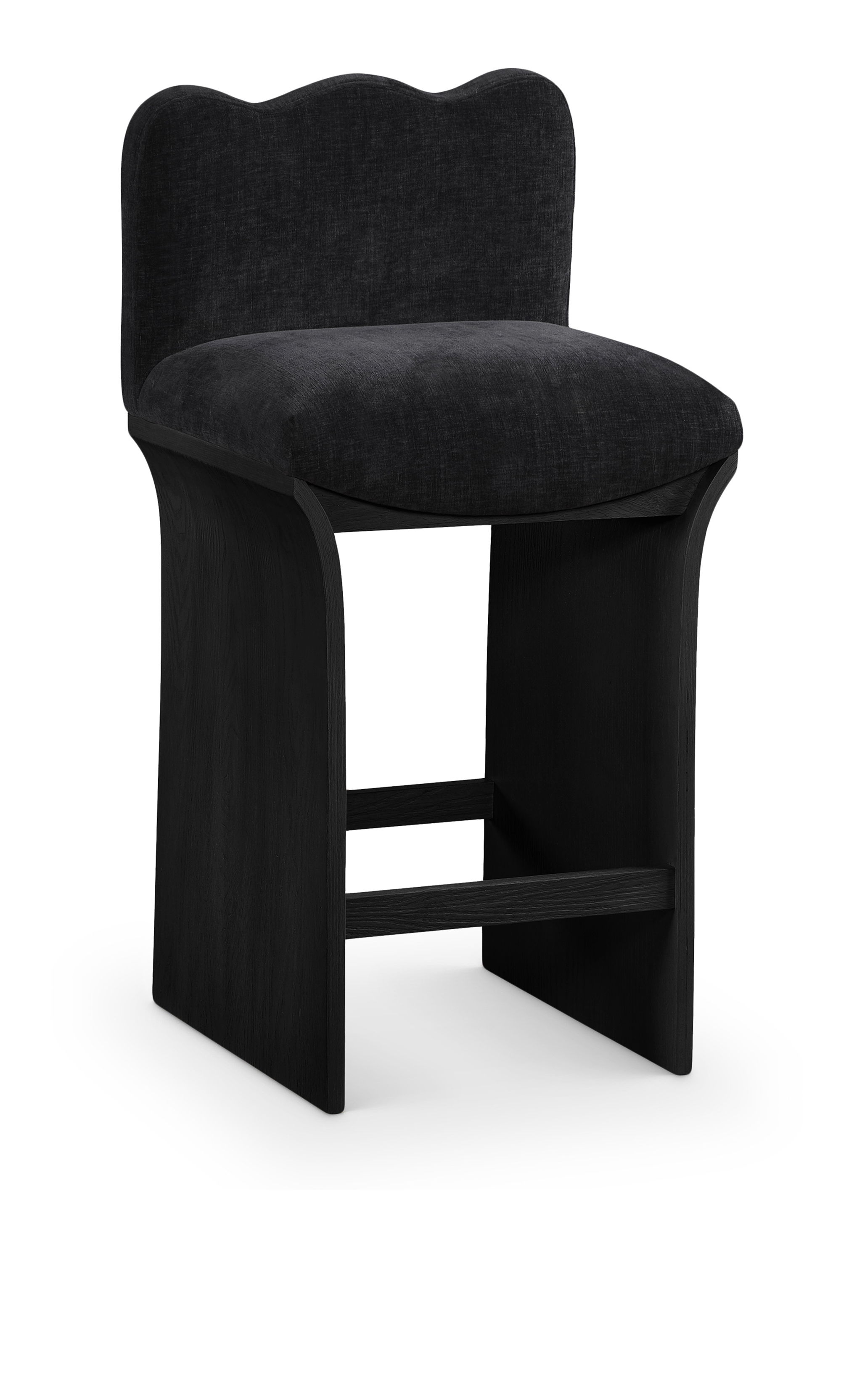 Shaw - Chenille Fabric Upholstered Counter Stool - Black