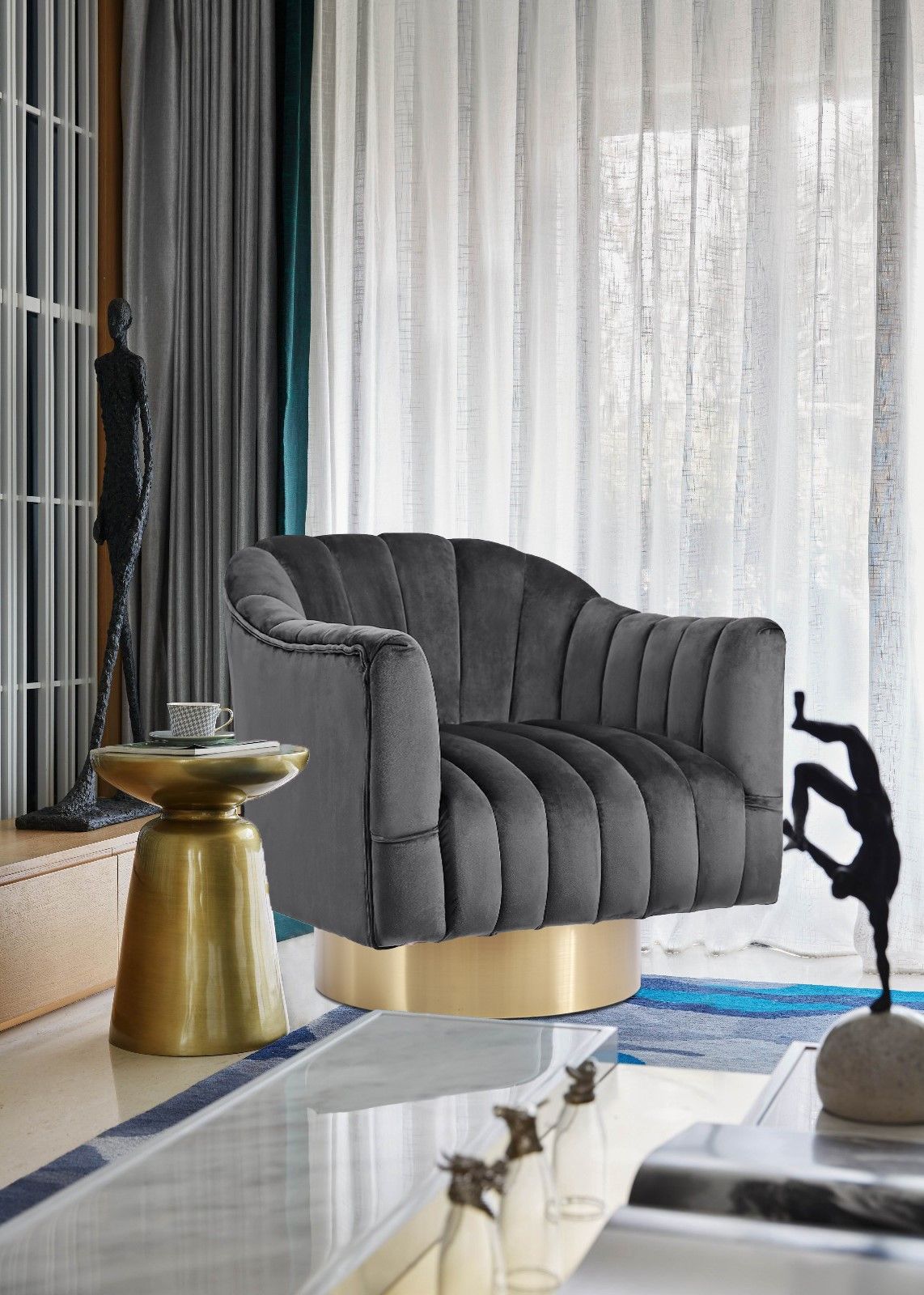 Farrah - Fabric Accent Chair - Gray