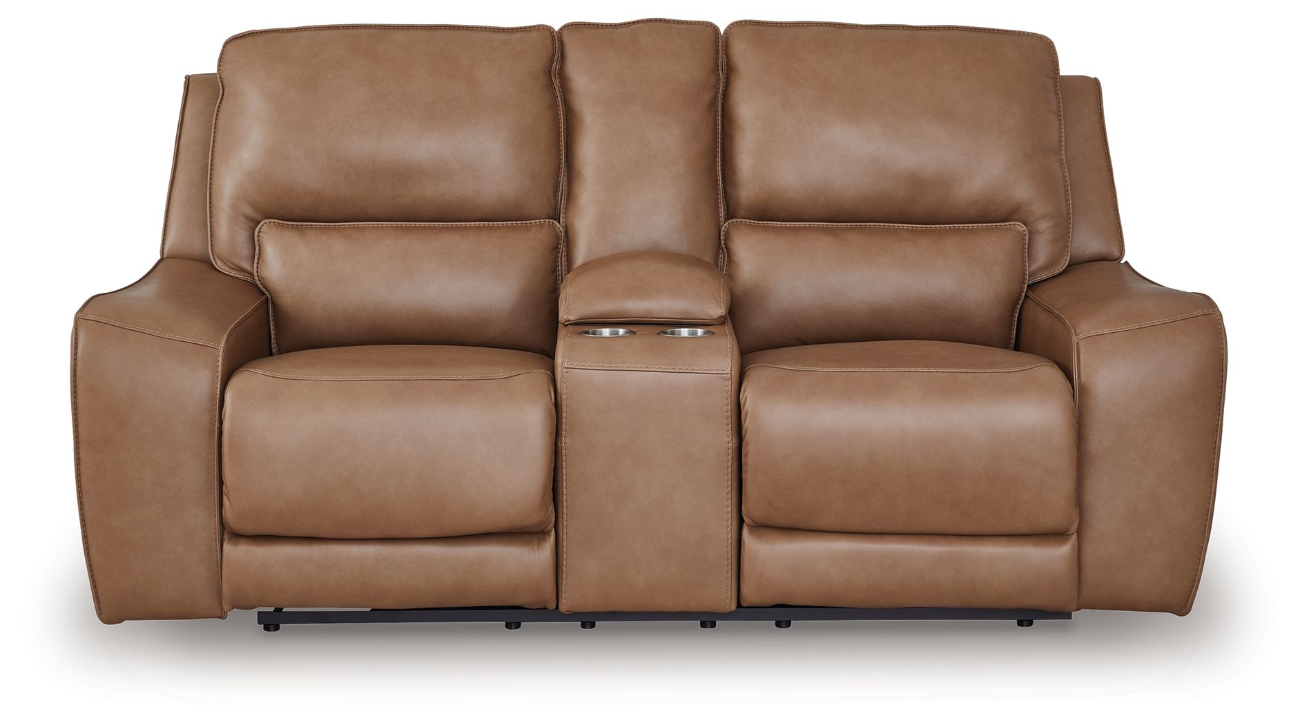 Ashley Furniture DeepWakes - Power Reclining Loveseat / Console / Adjustable Headrest - Caramel - Image 4