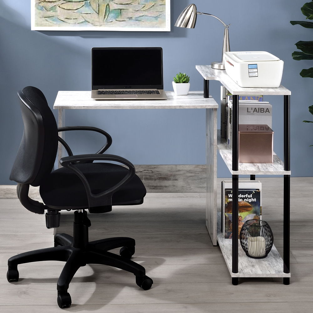 Ievi - Writing Desk - Antique White & Black, white