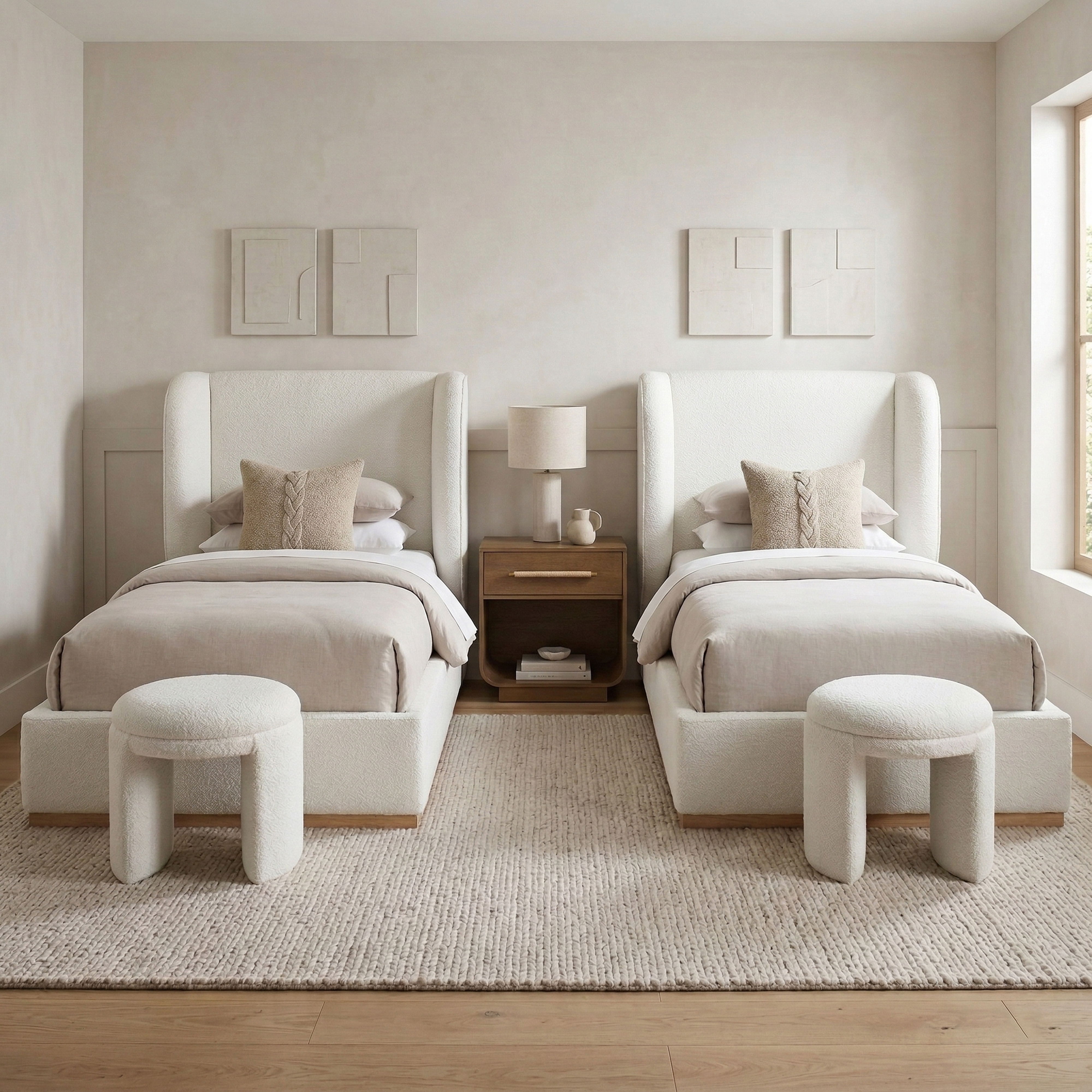 Aurin - Upholstered Twin Bed - Cream