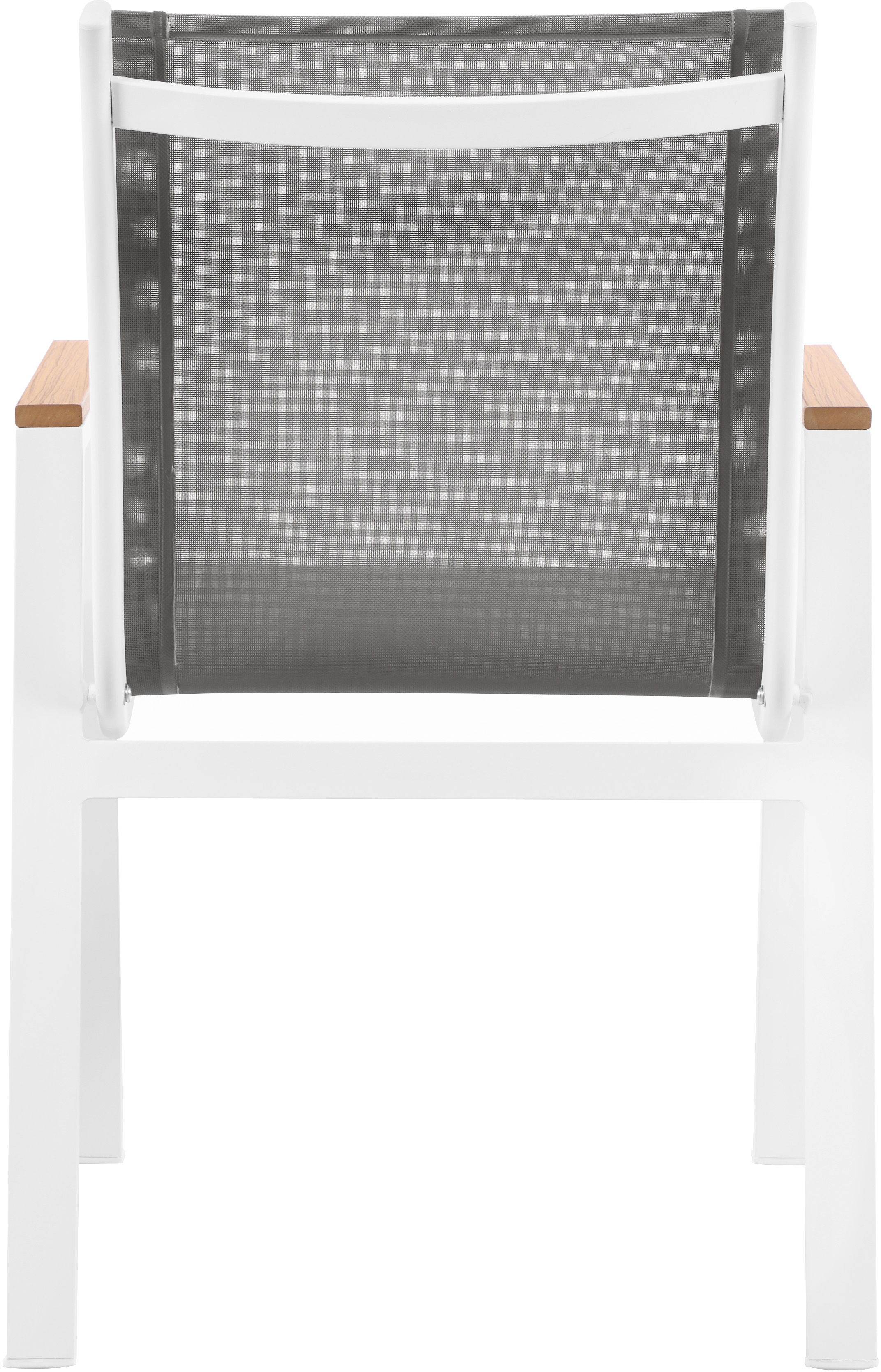 Nizuc - Outdoor Patio Dining Arm Chair With White Frame And Natural Arms (Set of 2) - Gray