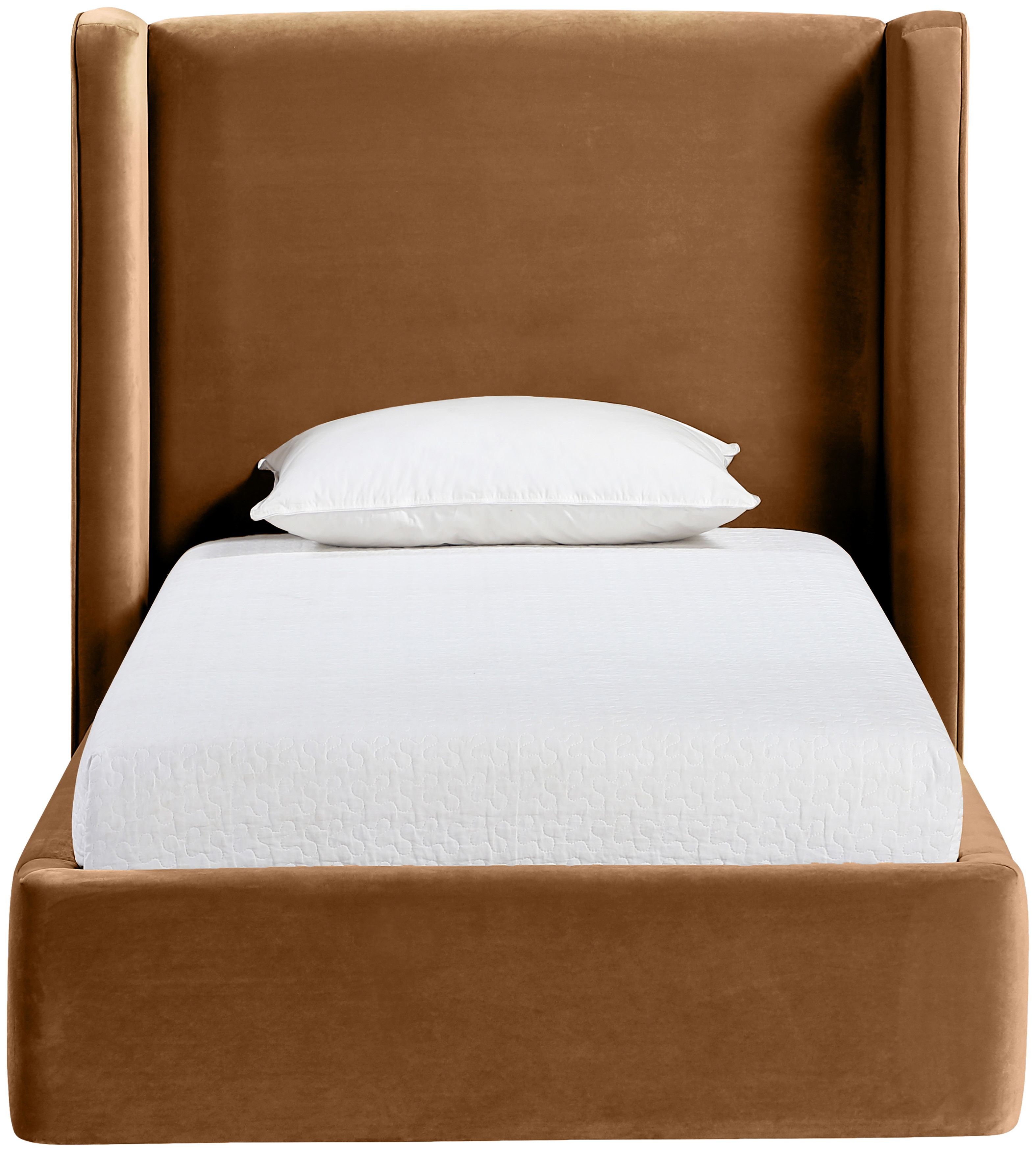 Kendall - Velvet Upholstered Twin Bed - Saddle