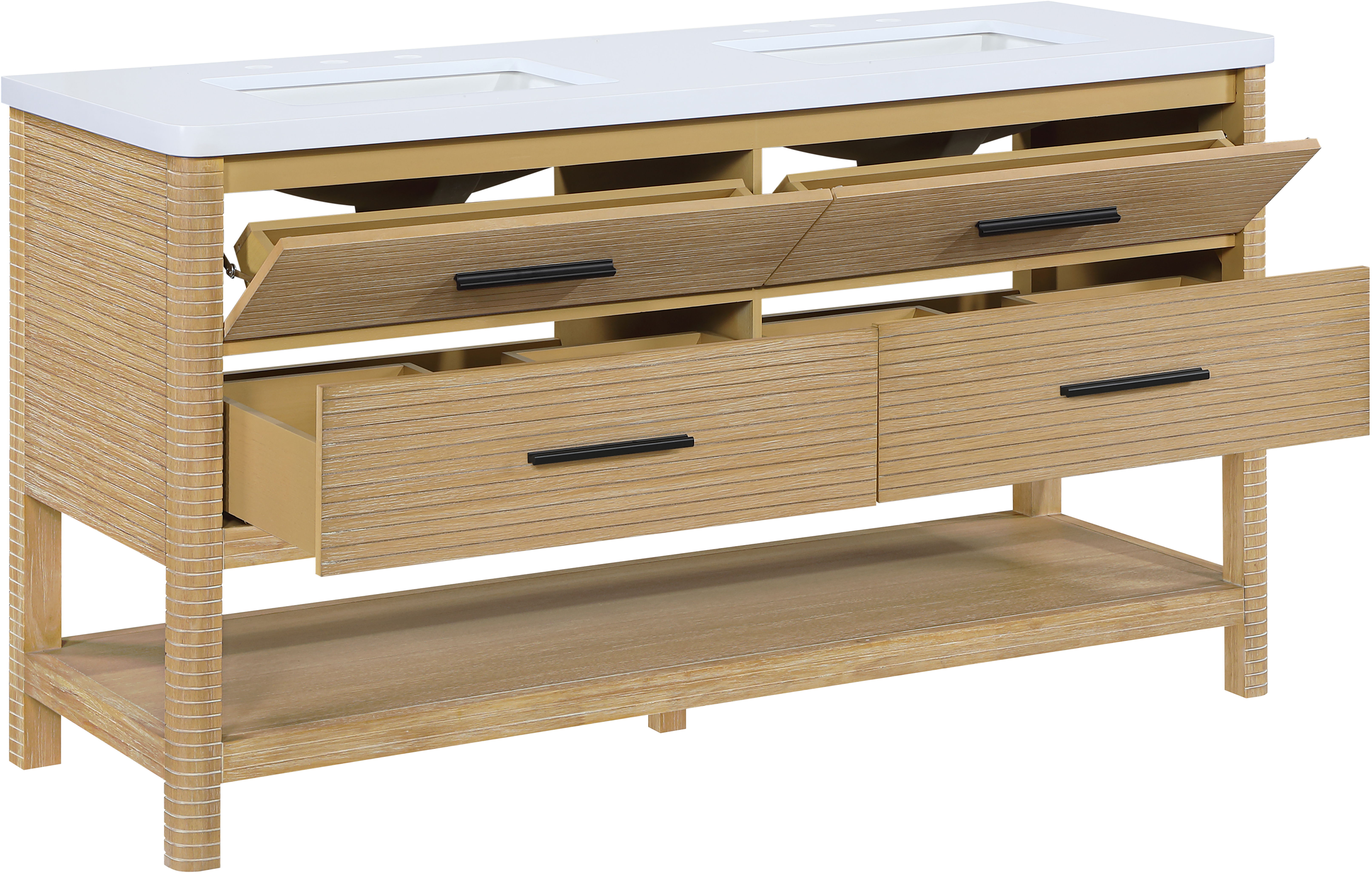 Oakwell - 60'' Bathroom Vanity - Natural / White