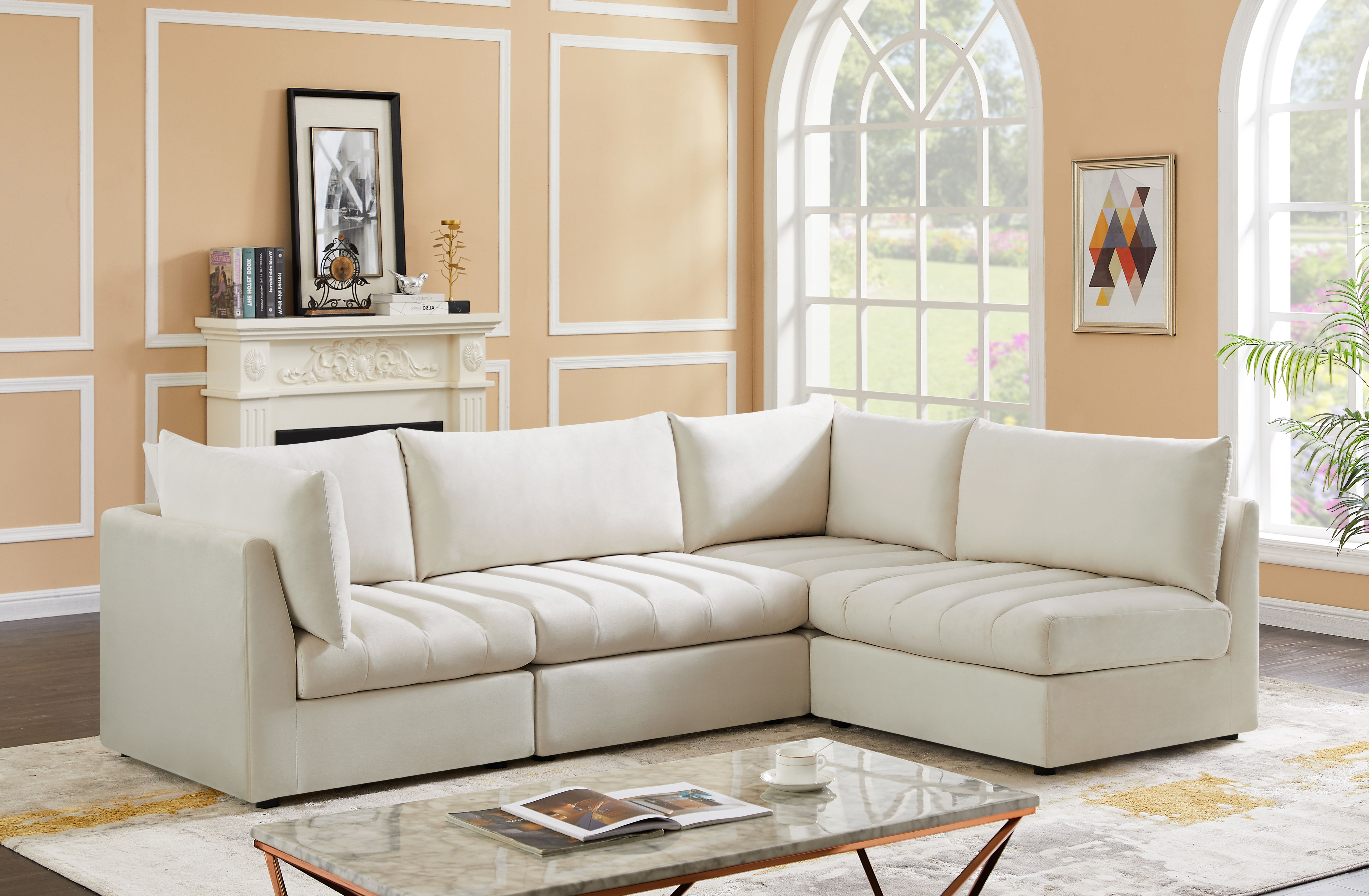 Jacob - Modular Croner Sectional 4 Piece - Cream