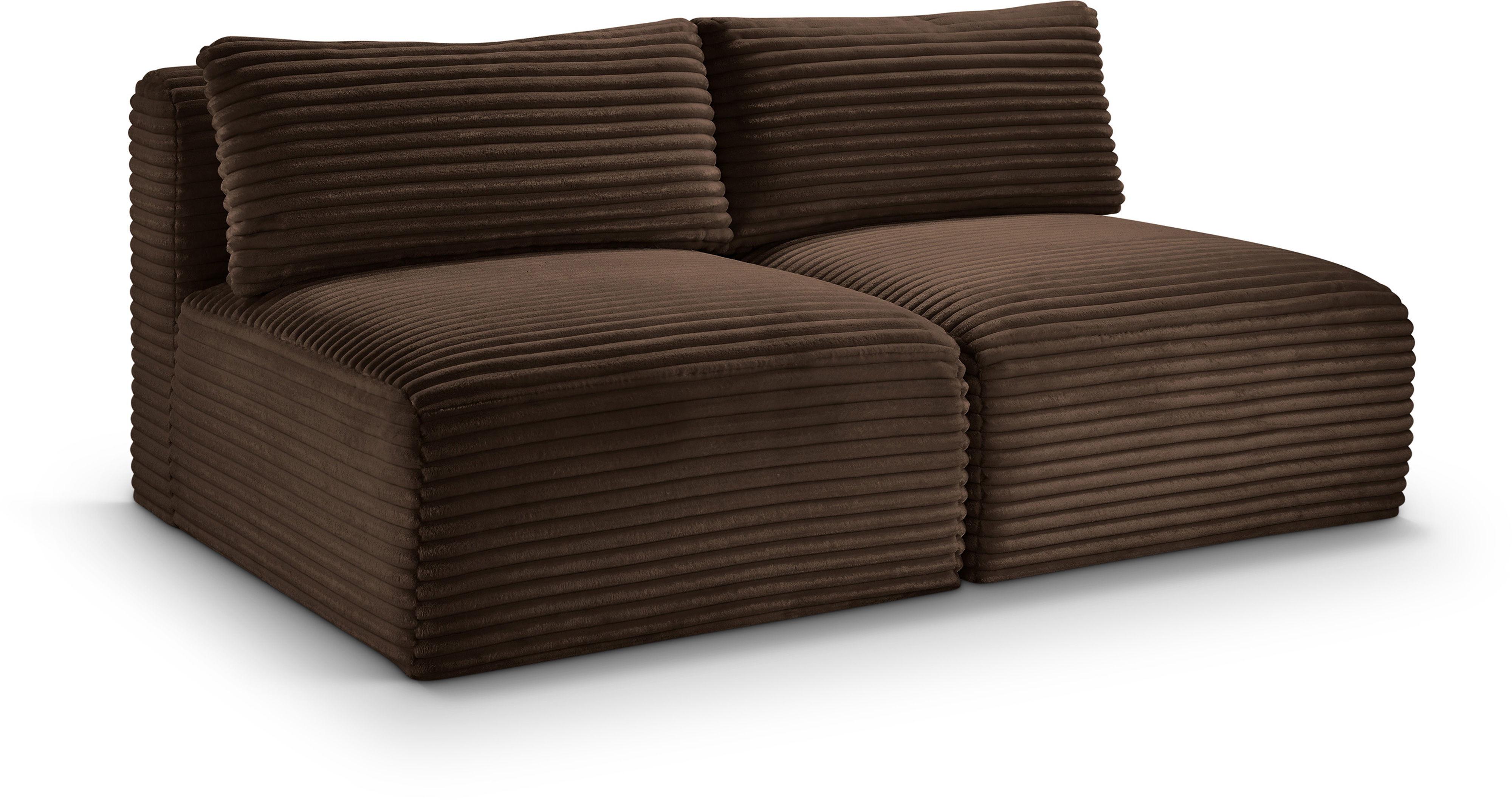 Shaggy - 2 Seat Modular Armless Sofa - Brown