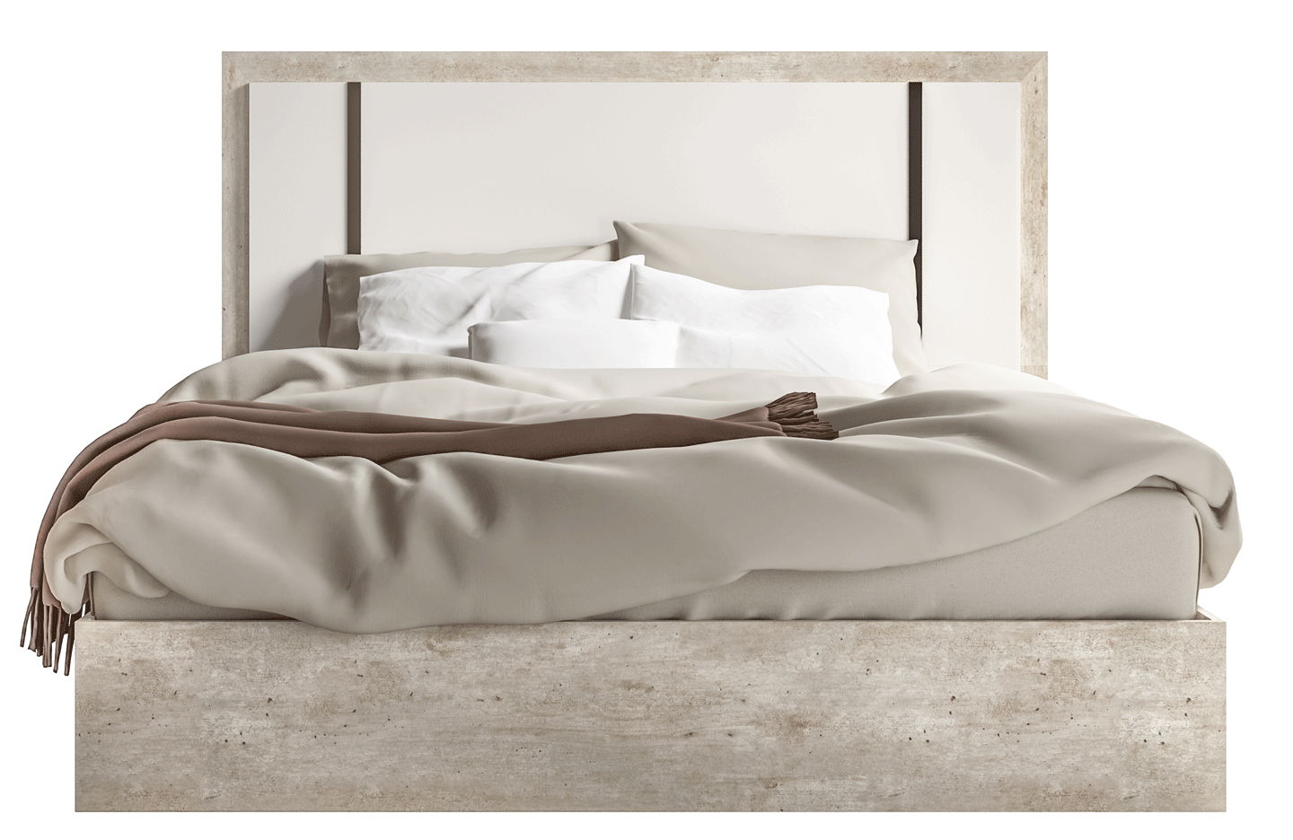 Treviso - King Size Bed - White / Gray