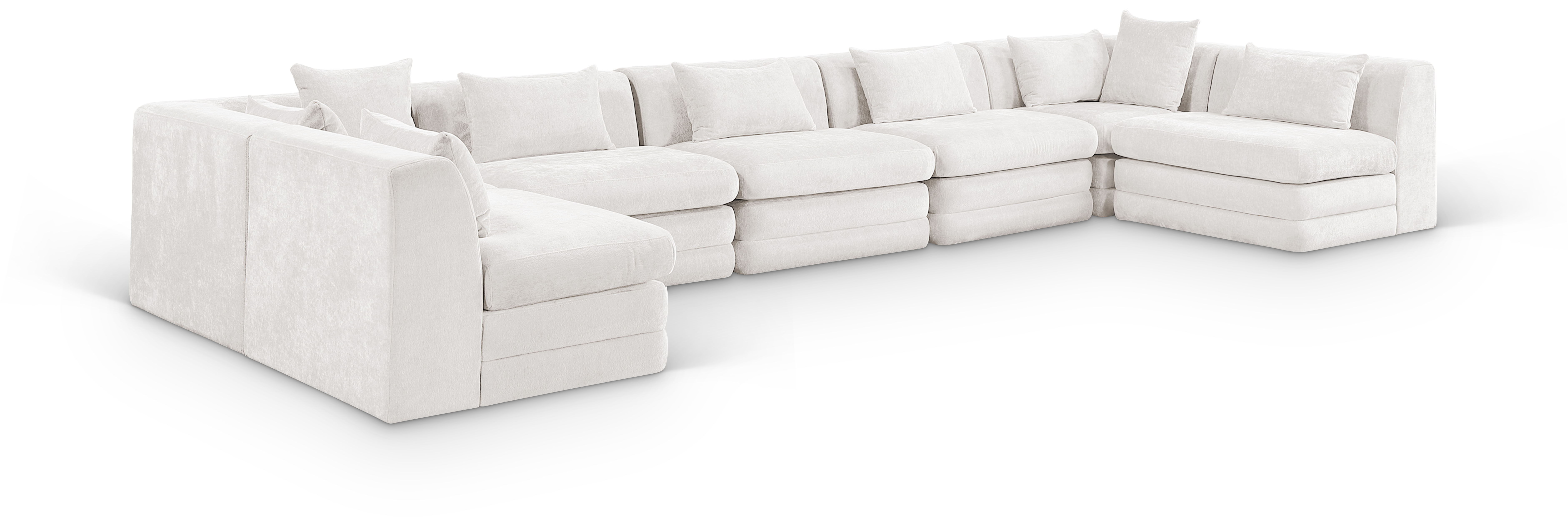 7 Pc · Chenille Fabric 190" Upholstered Modular Sectional