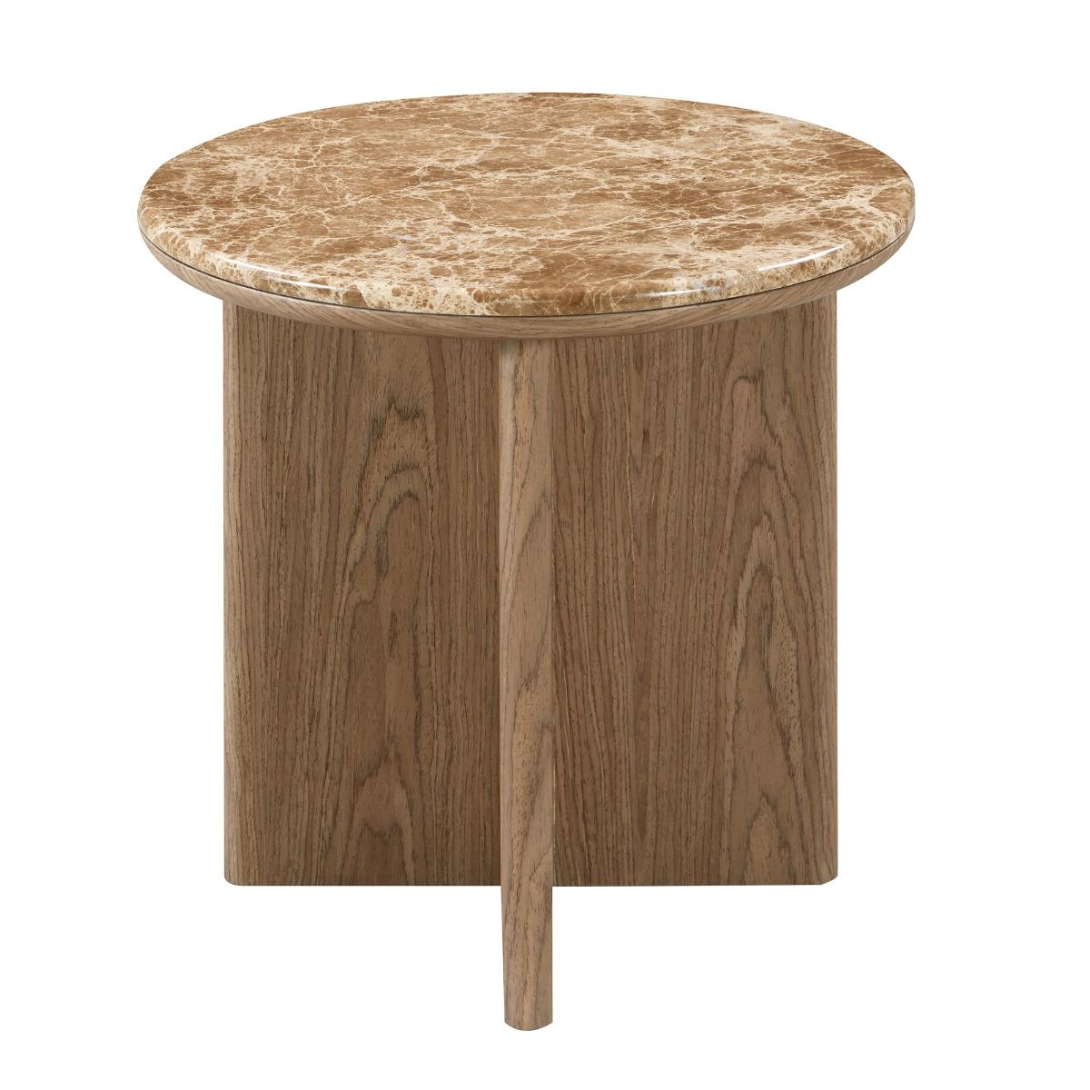 Markku - End Table With Natural Marble - Oak, dark brown, view 4