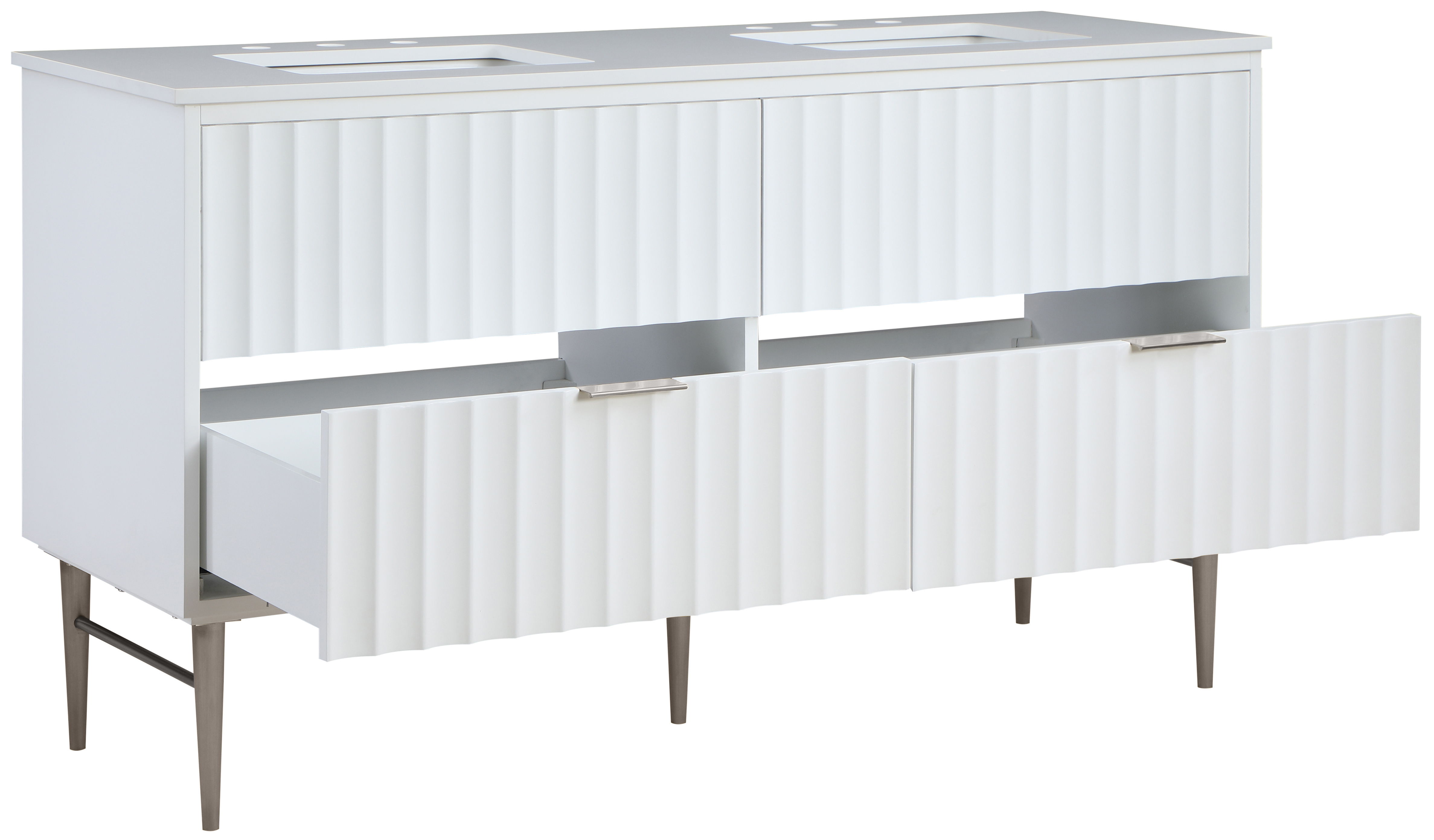 Modernist - 60" Bathroom Vanity With Chrome Legs - White