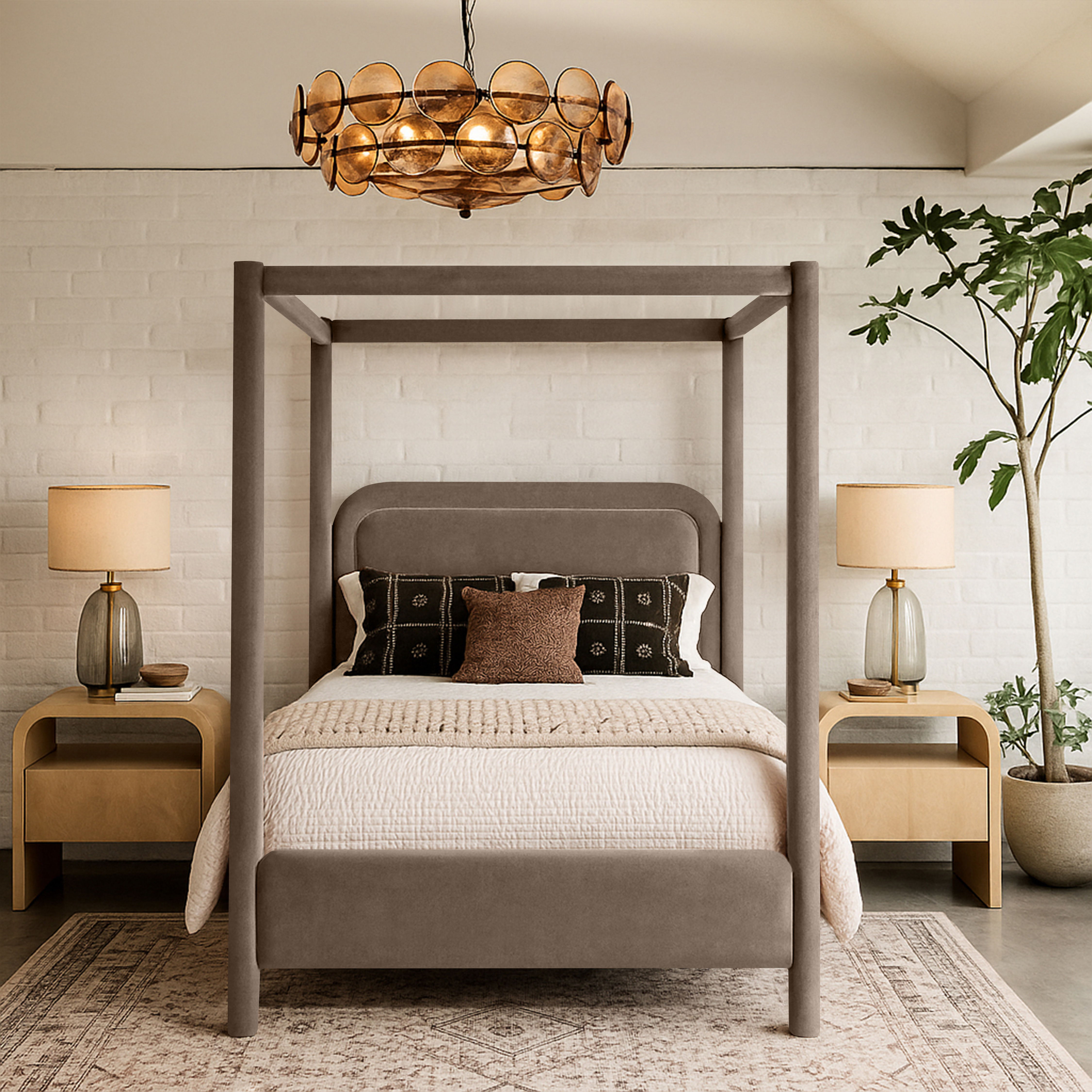 Salina - Velvet Upholstered King Bed - Taupe