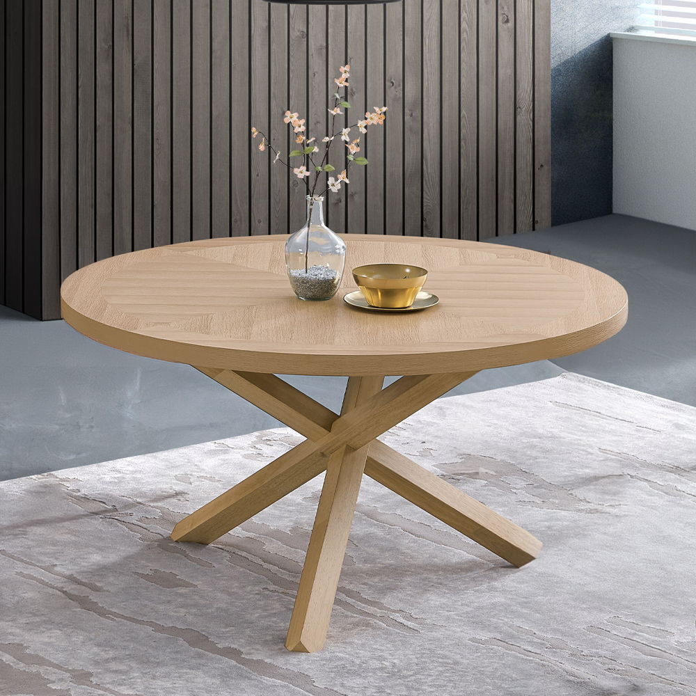 Kasem - Round Dining Table - Oak, light brown, view 6