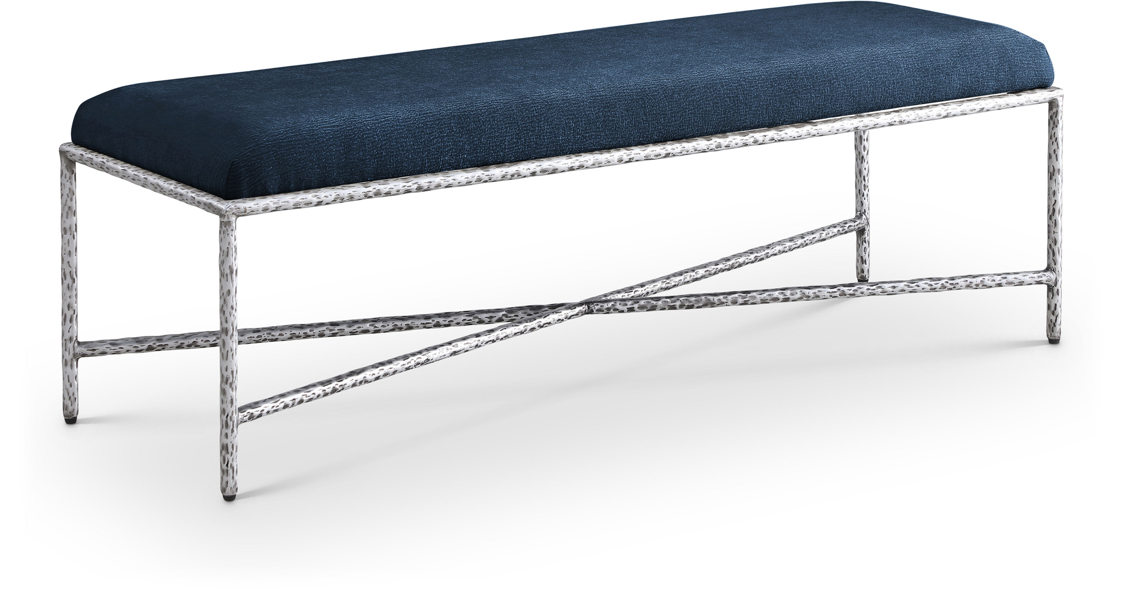 Valley - 54" Bench With Silver Frame - Navy