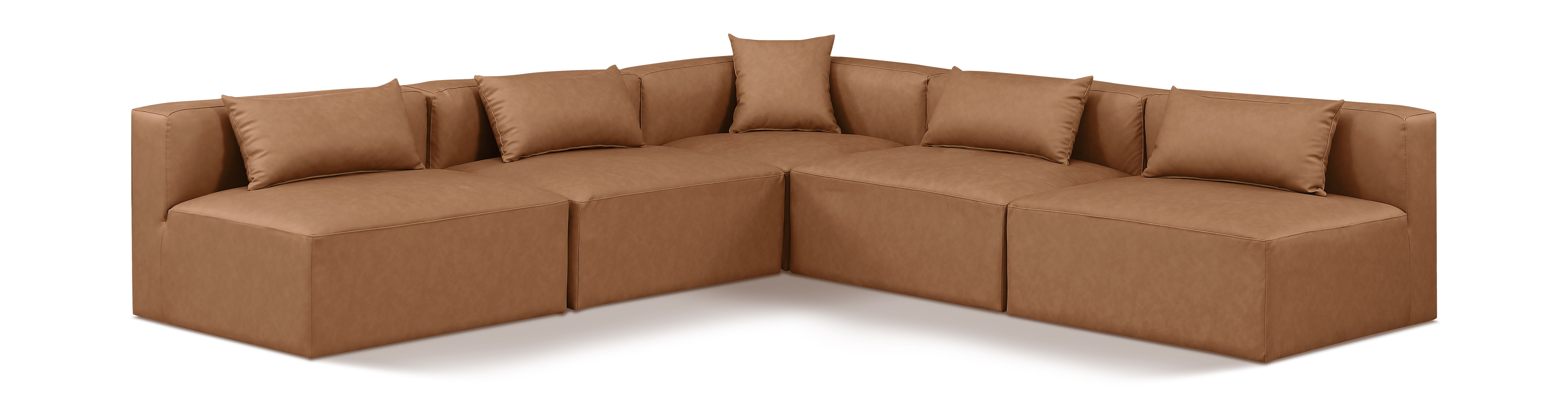 Cube - 5 Piece Modular Corner Armless Sectional - Brown