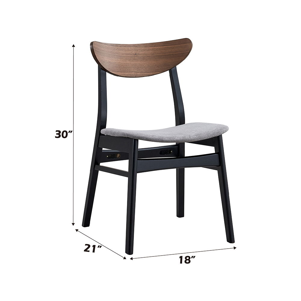 Rebi - Side Chair (Set of 2) - Gray Linen, Walnut & Black, black, view 5