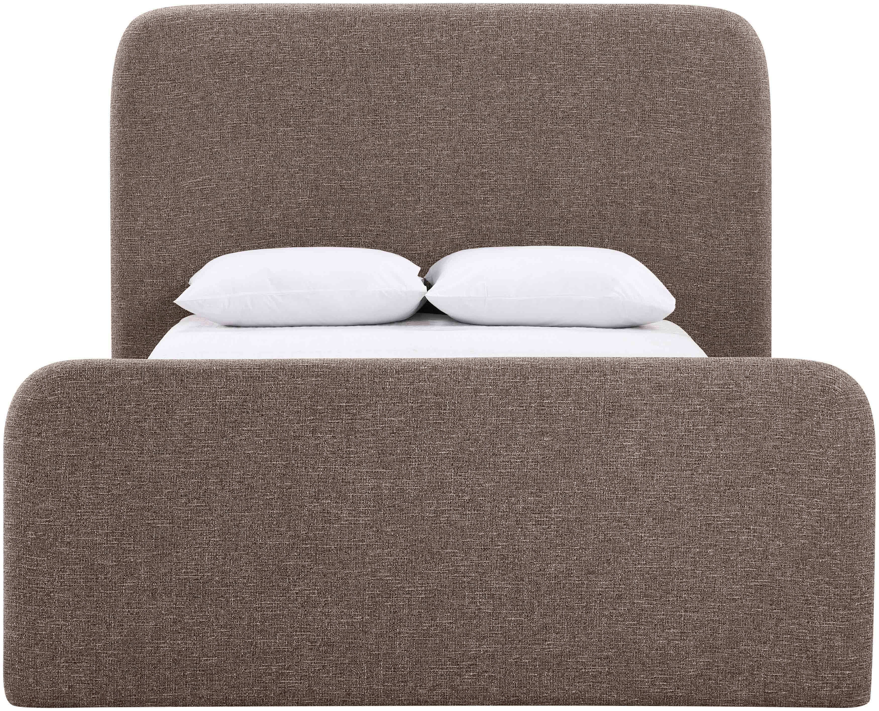 Fira - Linen Textured Fabric Upholstered King Bed - Brown