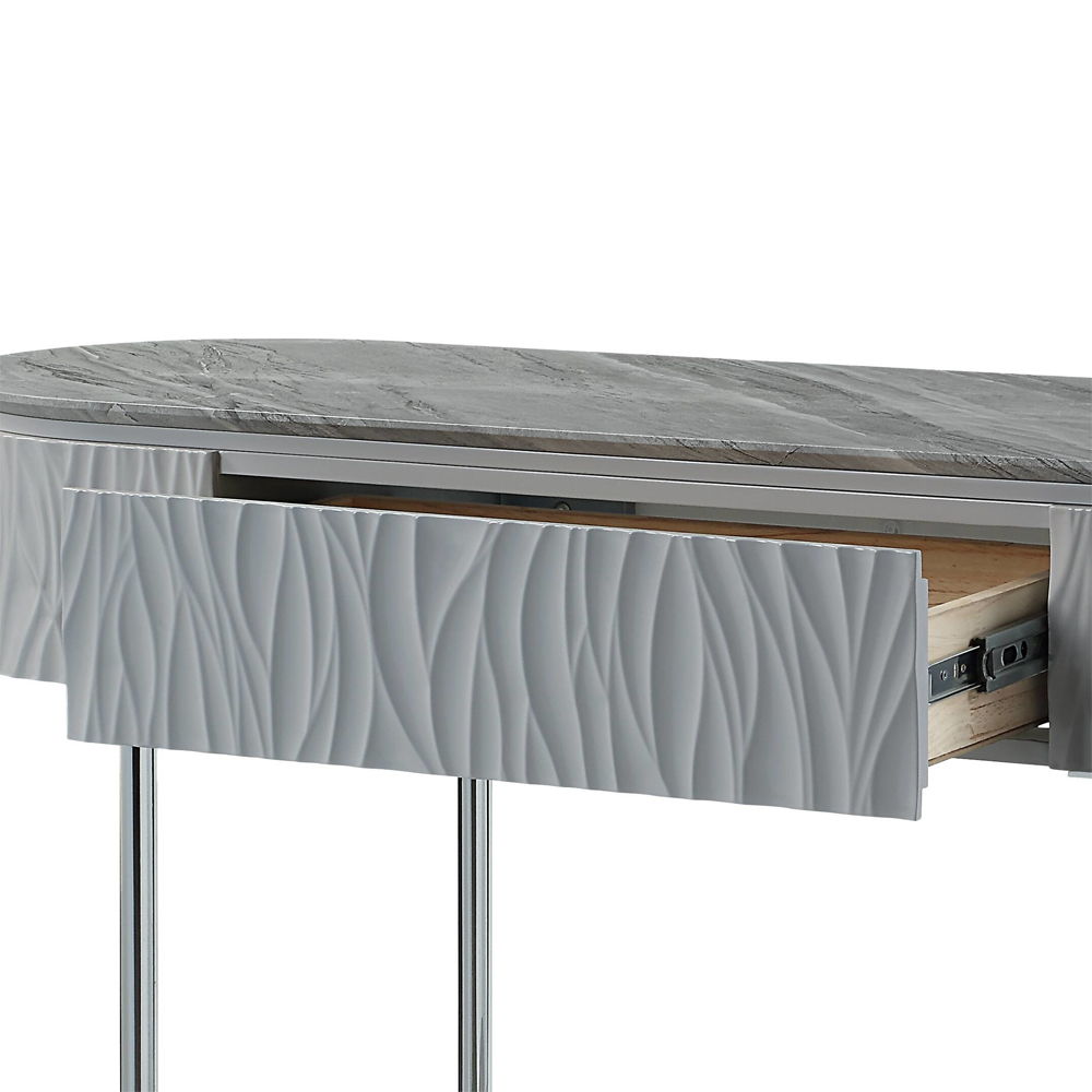 Yukino - Sofa Table - Gray High Gloss & Chrome, gray, view 3