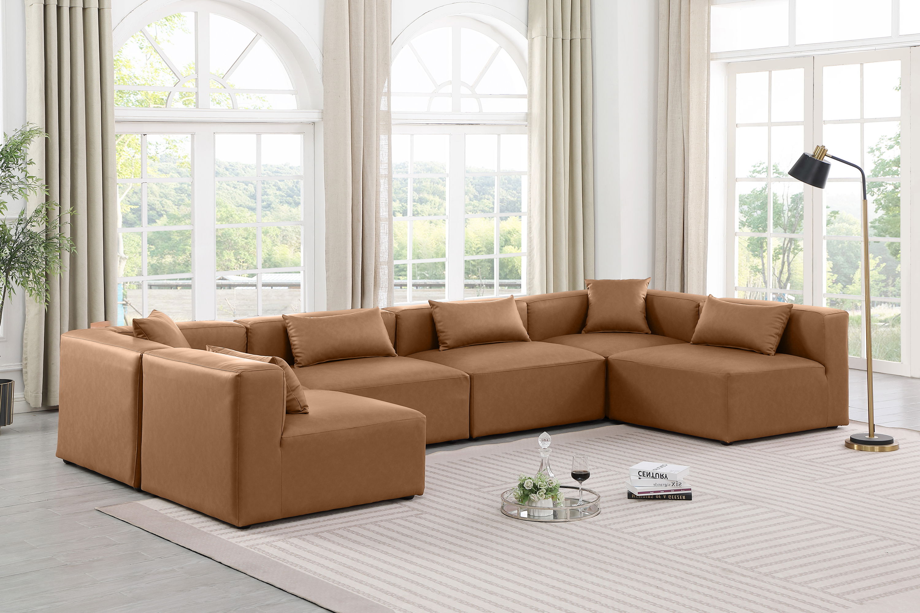 Cube - 6 Piece Modular Armless Sectional - Brown
