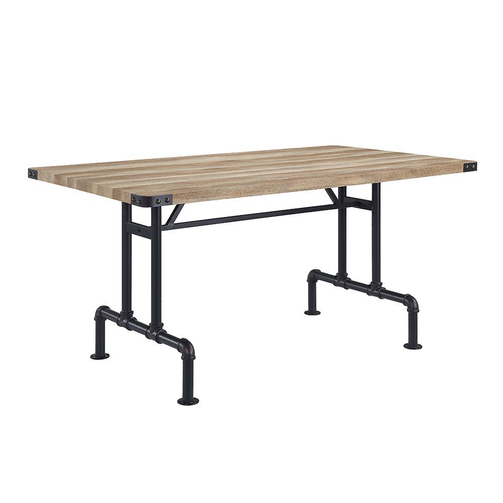 Edina - Dining Table - Oak & Sandy Black, light brown, view 4