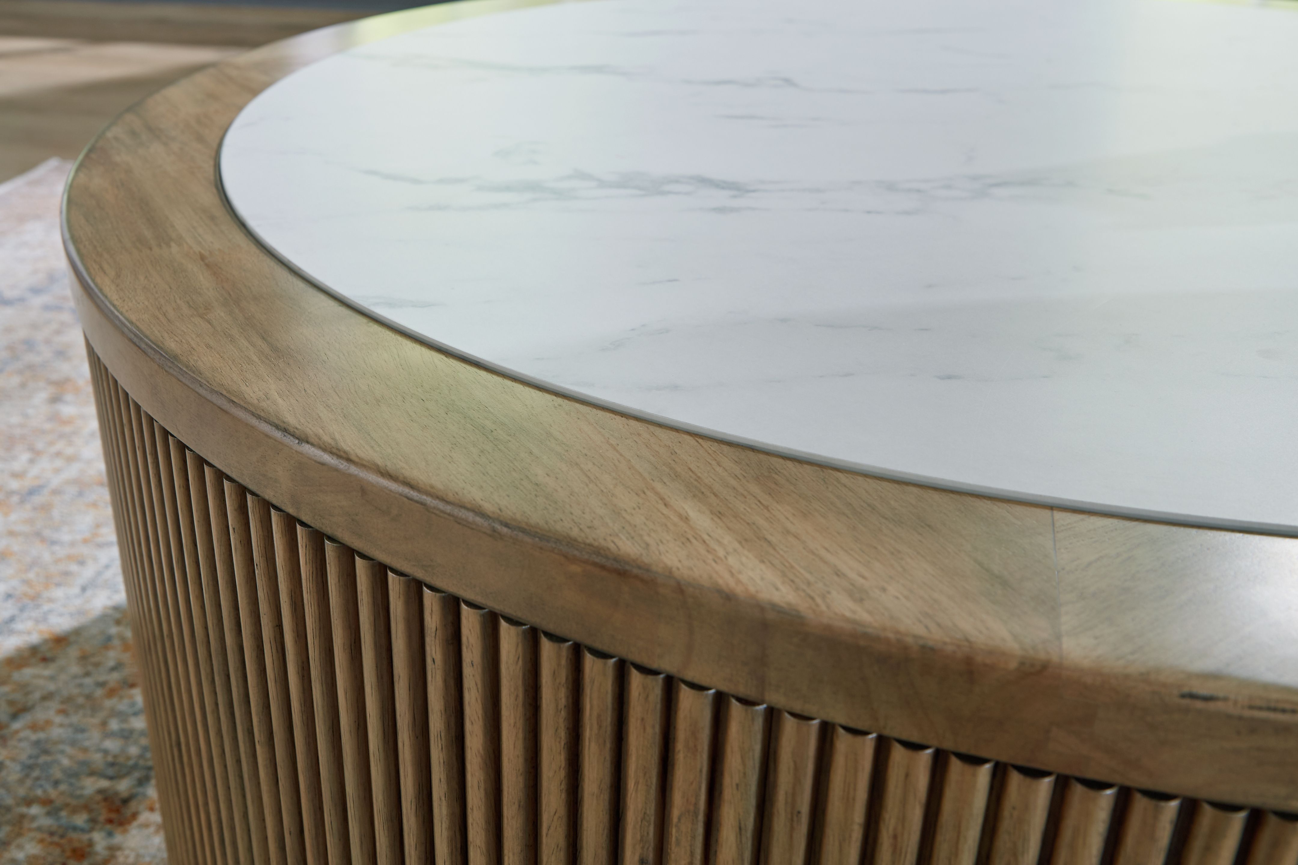 Ashley Furniture Camdill - Round Cocktail Table - Light Brown / White - Image 4