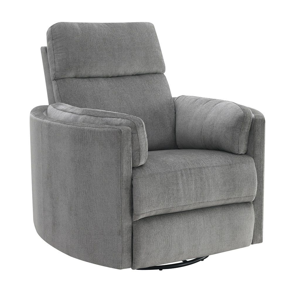 Sagen - Recliner With Swivel & Glider - Charcoal Chenille, dark gray, view 2