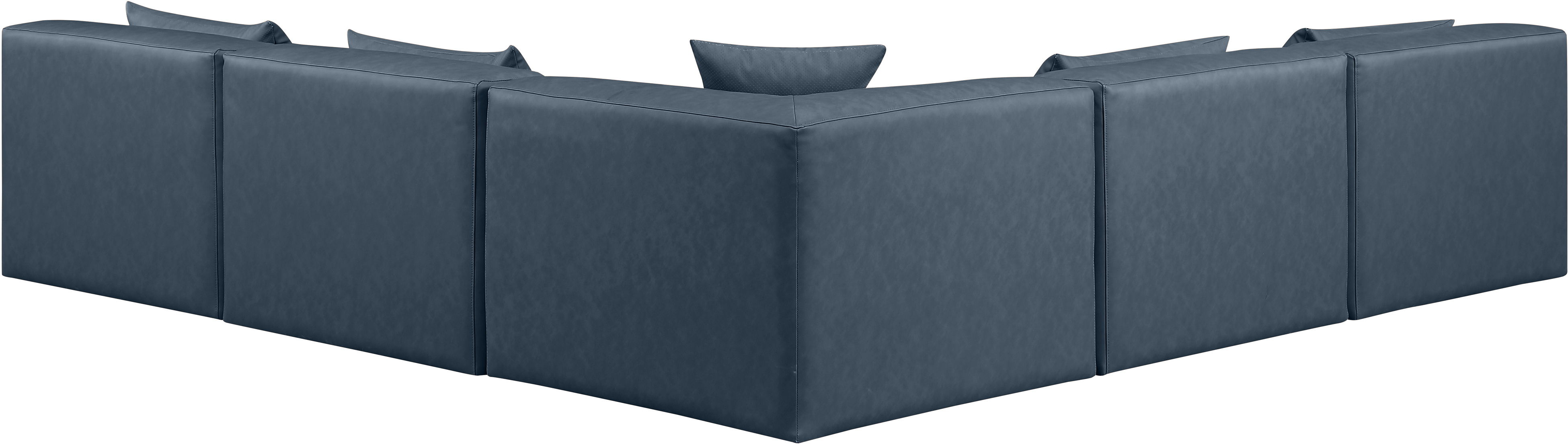 Cube - 5 Piece Modular Corner Armless Sectional - Navy Blue