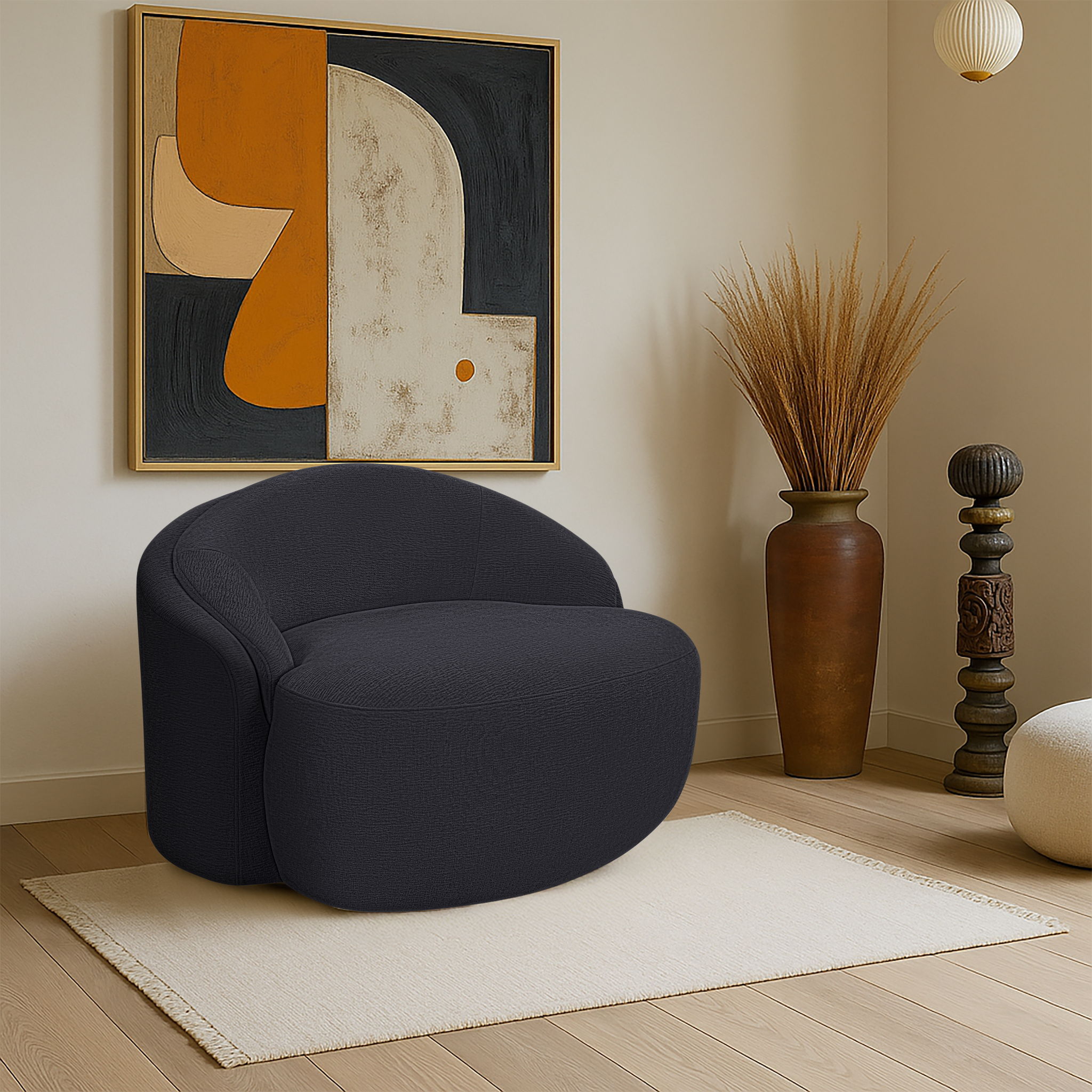 Caspian - Chenille Fabric Upholstered Chair - Black