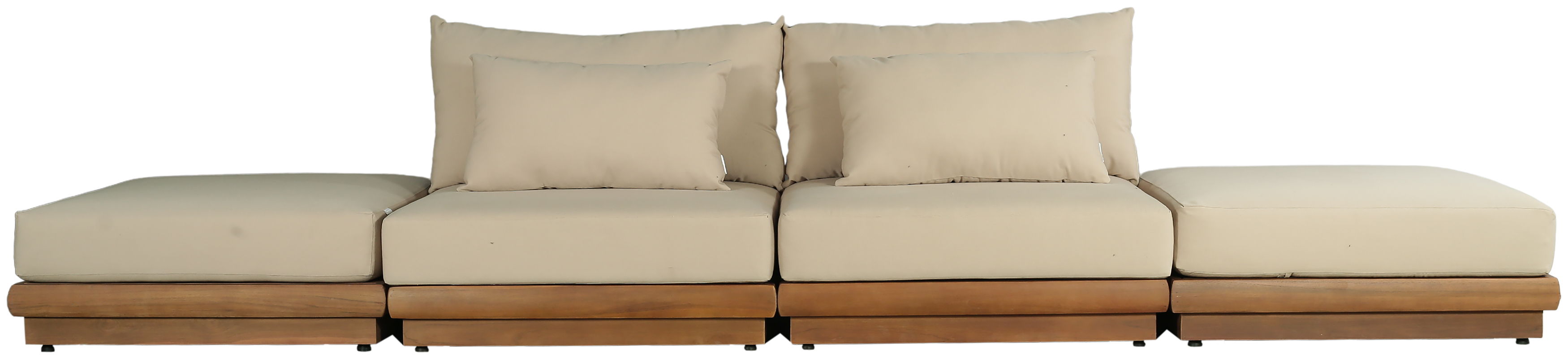 Mirella - 4 Piece Water Resistant Fabric 148" Upholstered Outdoor Patio Modular Sofa - Tan