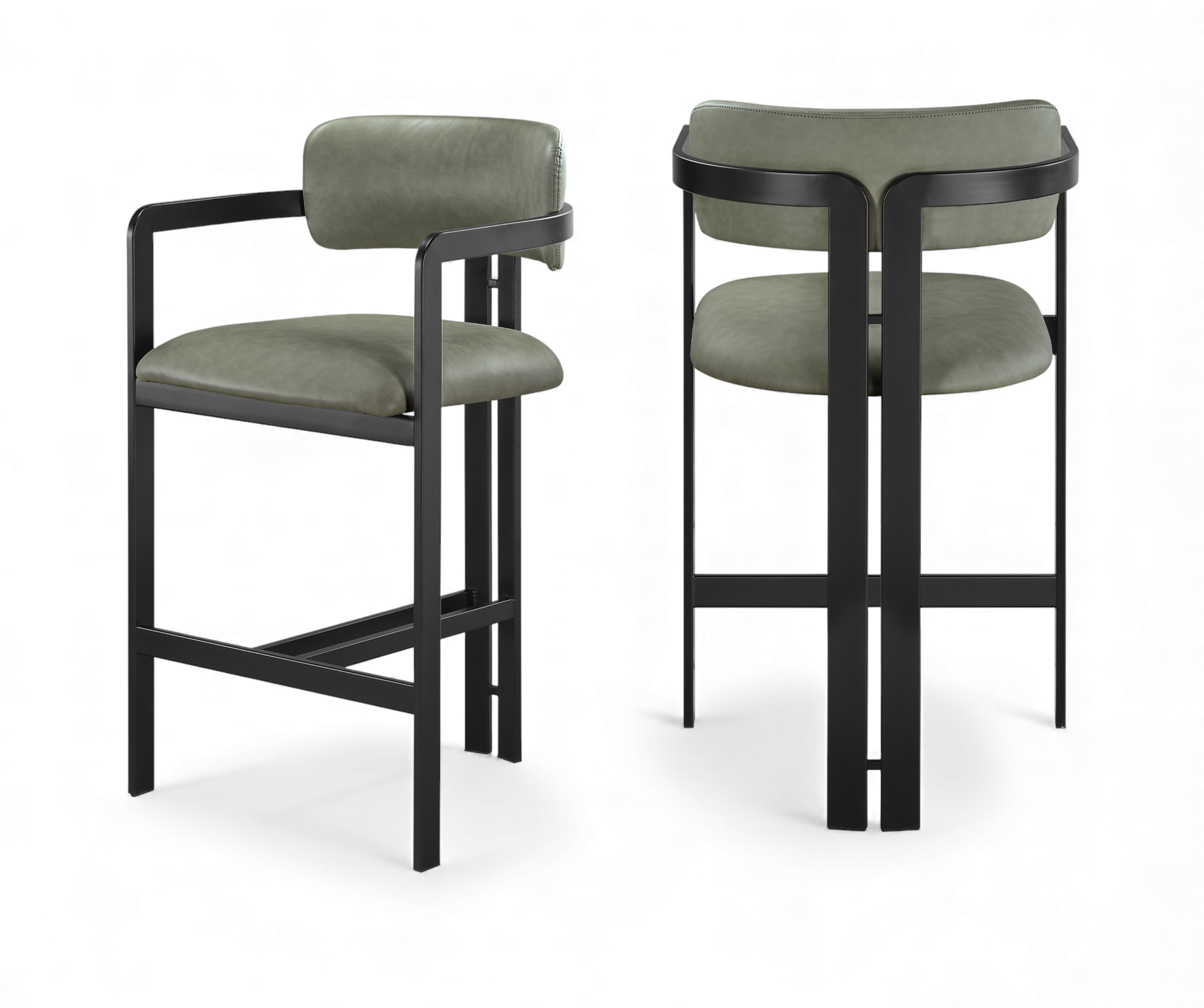 Aurum - Vegan Leather Upholstered Counter Stool - Green