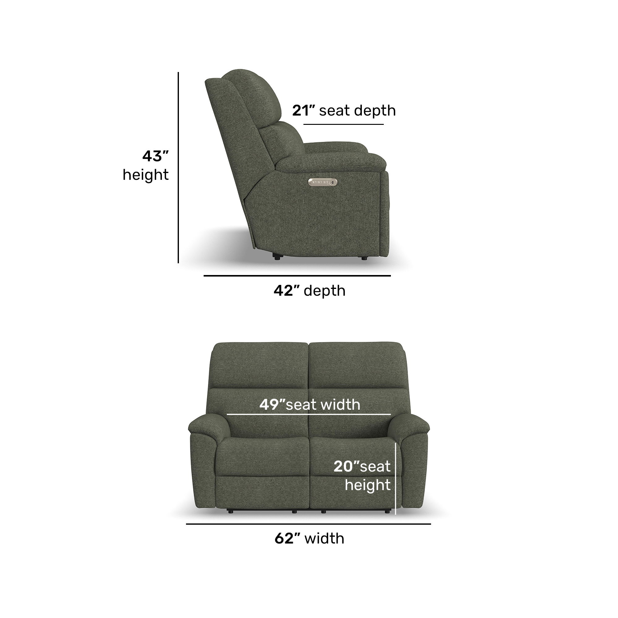 Porter - Transitional Fabric Power Reclining Loveseat With Power Headrests & Lumbar - Gray, dark gray, view 5