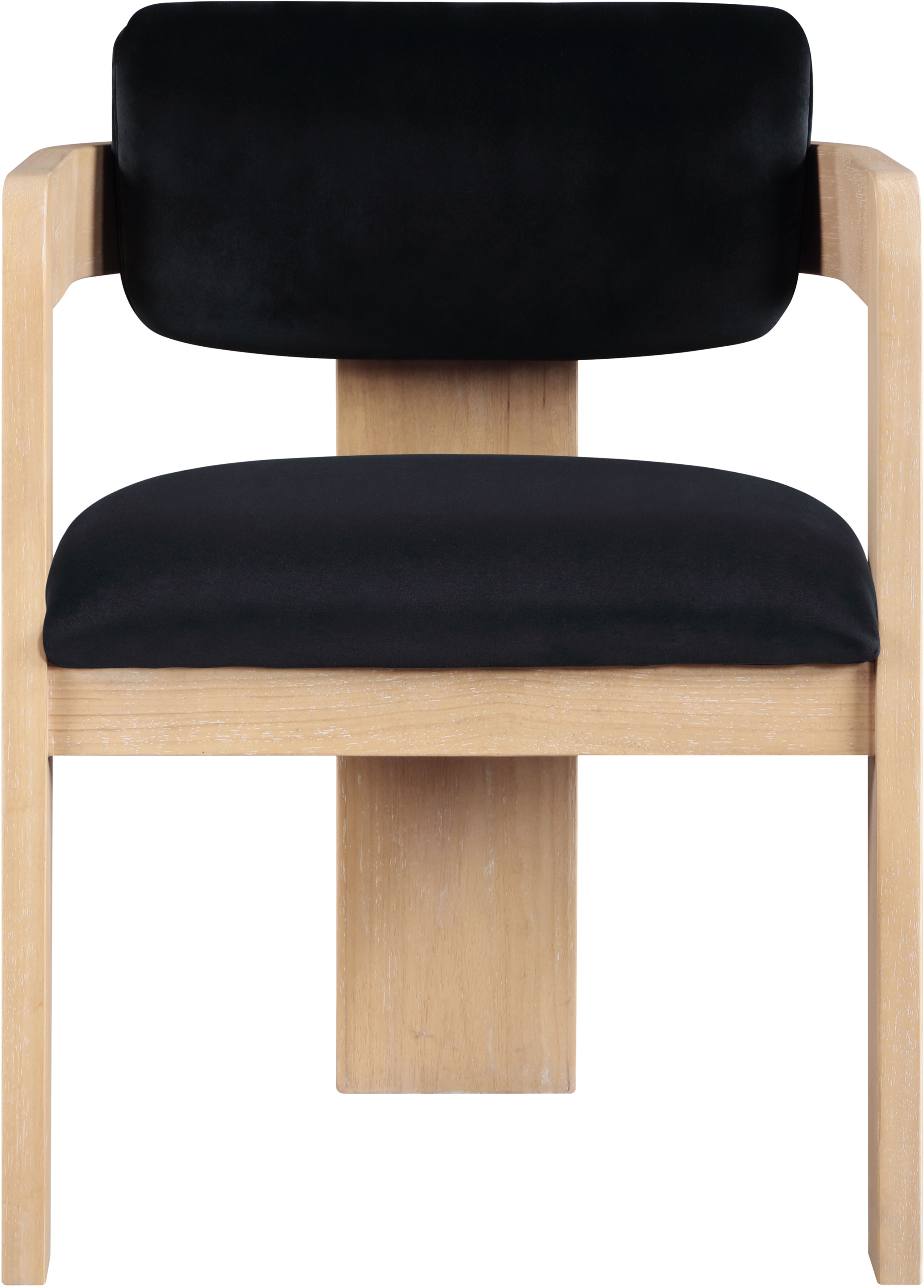 Sacha - Velvet Dining Chair With Natural Base (Set of 2) - Black