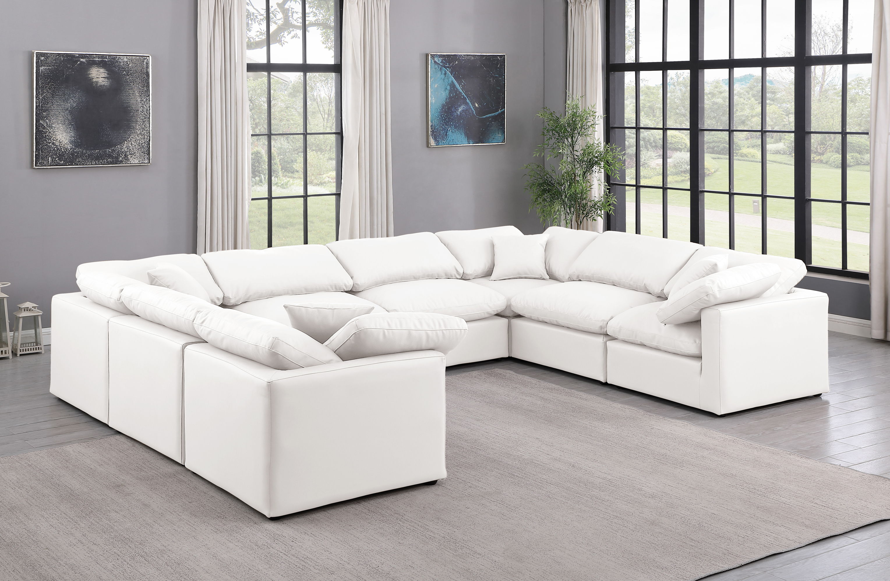 Indulge - Faux Leather 8 Piece Modular Sectional - Cream