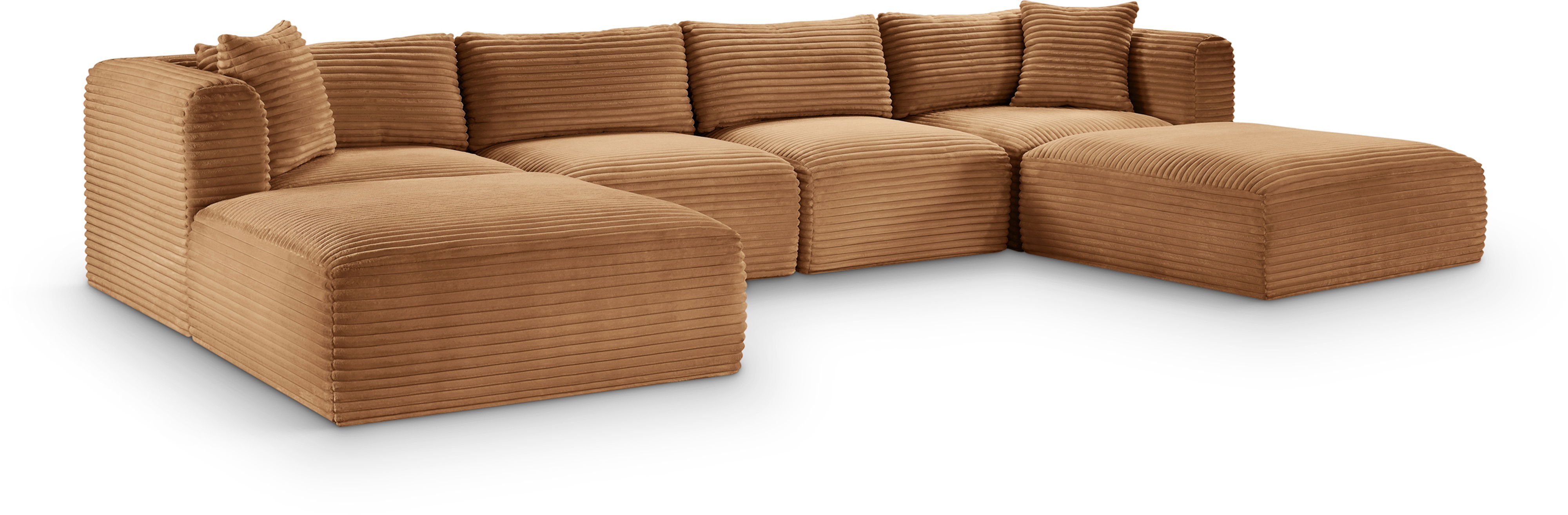Shaggy - 6 Piece Modular Sectional With 2 Ottomans - Saddle