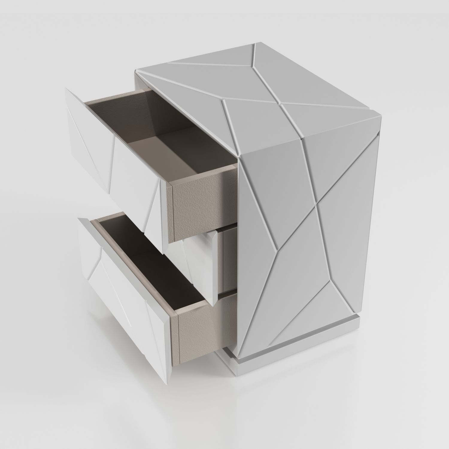 Kiu - 3 Drawer High Nightstand - White