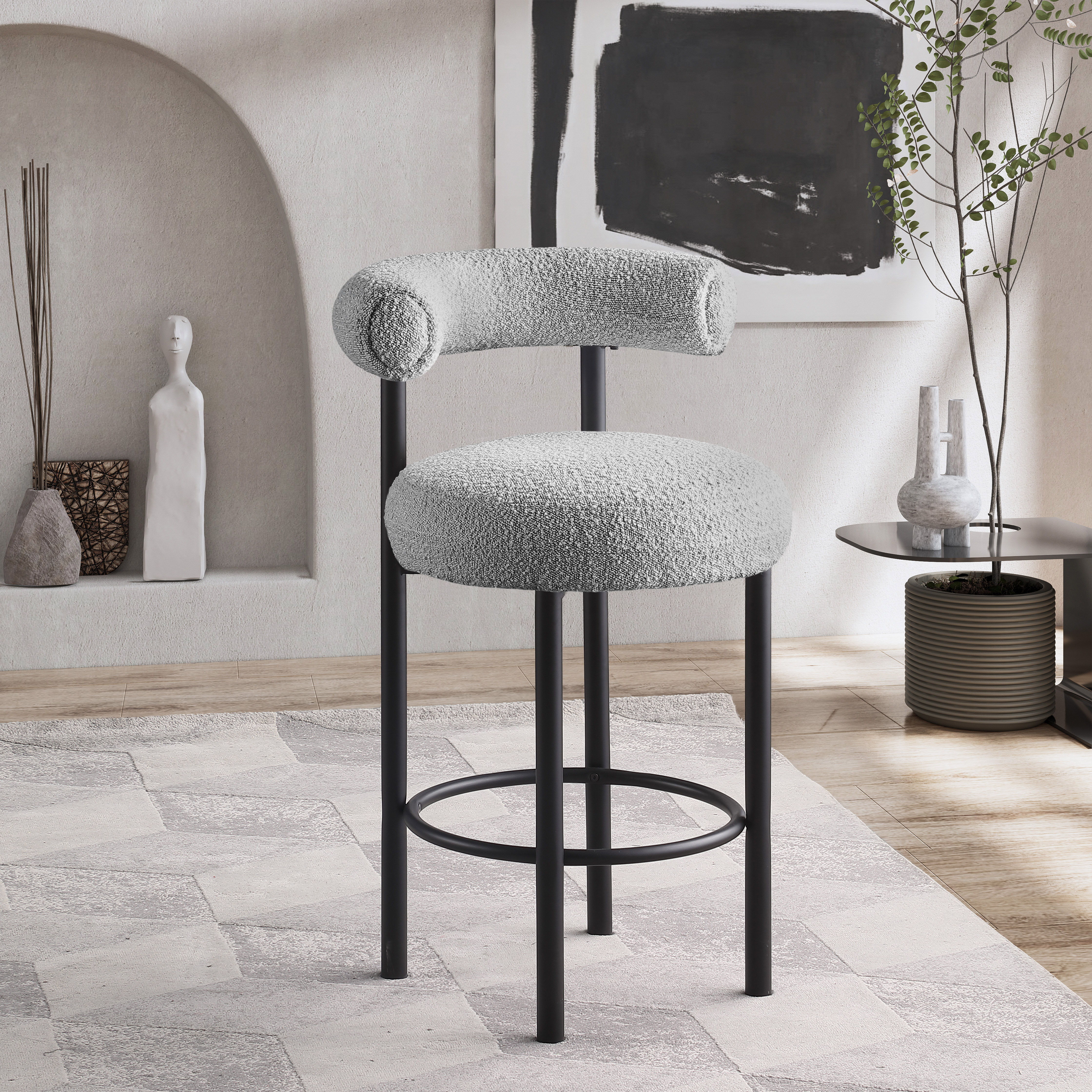Bordeaux - Stool With Black Legs (Set of 2) - Gray