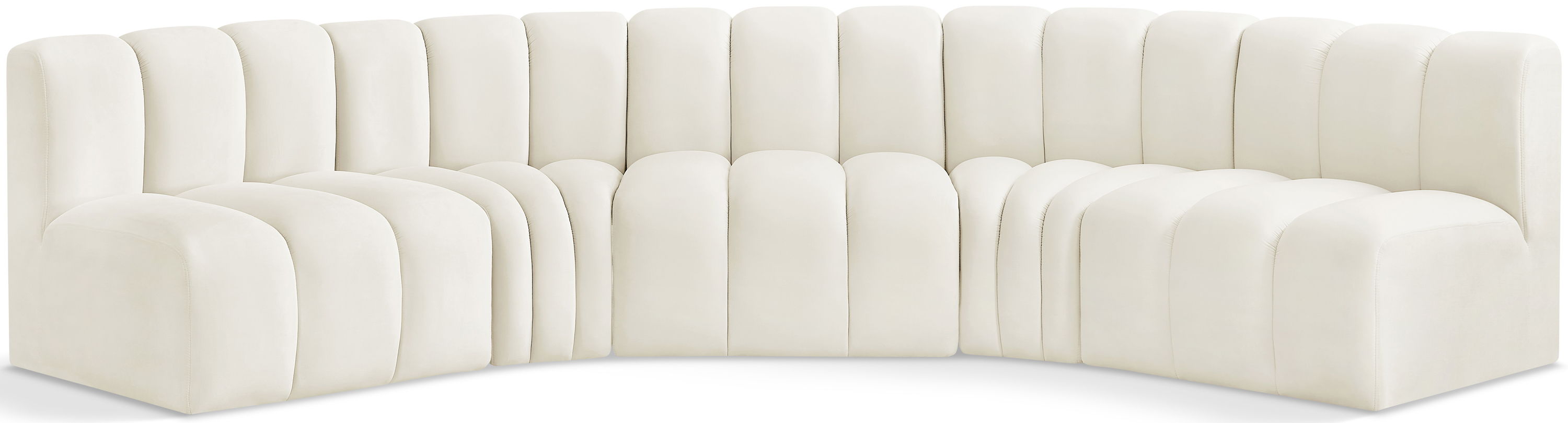 Arc - Velvet 5 Piece U-Shaped Modular Sofa - Cream