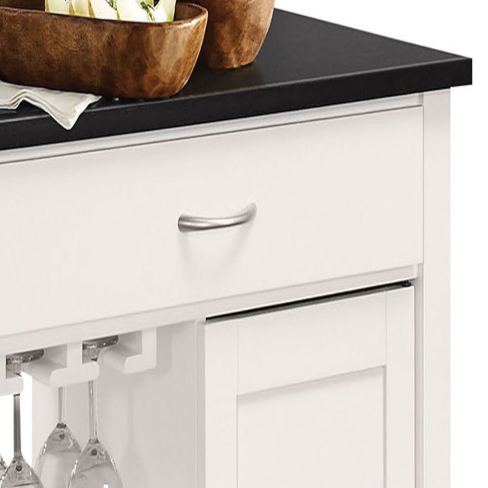 Ottawa - Kitchen Cart - Black Wooden Top & White, white, view 4