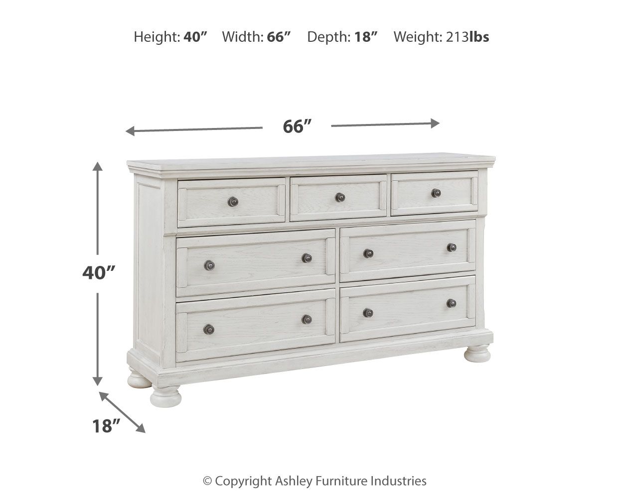 Ashley Furniture Robbinsdale - Dresser - 7 Drawers - Antique White - Image 4