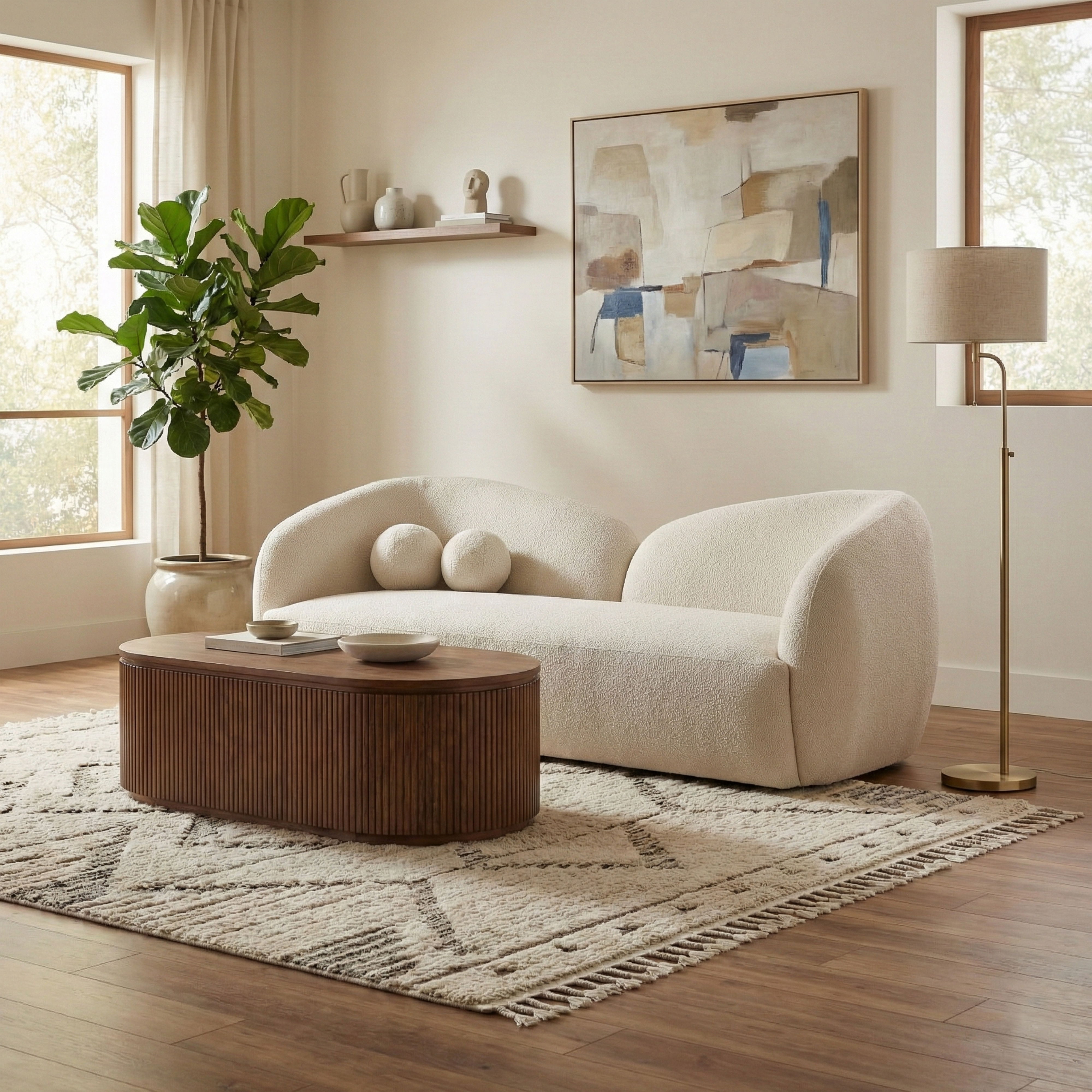 Elowen - Fabric Upholstered Sofa - Cream