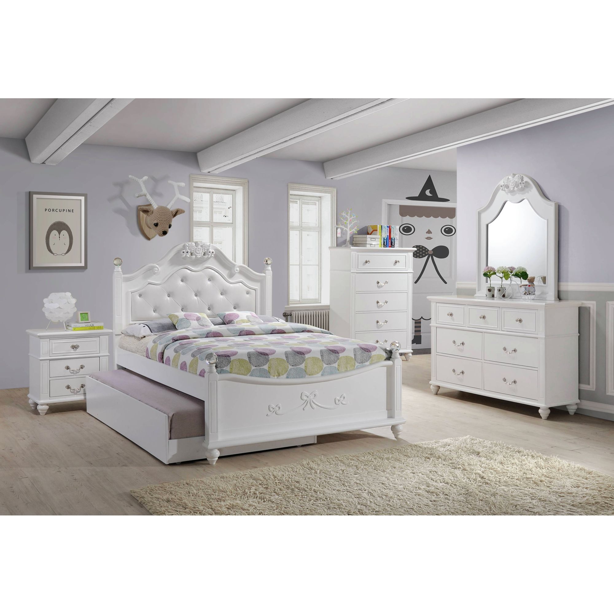 Alana - Full Platform 3 Piece Bedroom Set With Storage Trundle - White Image