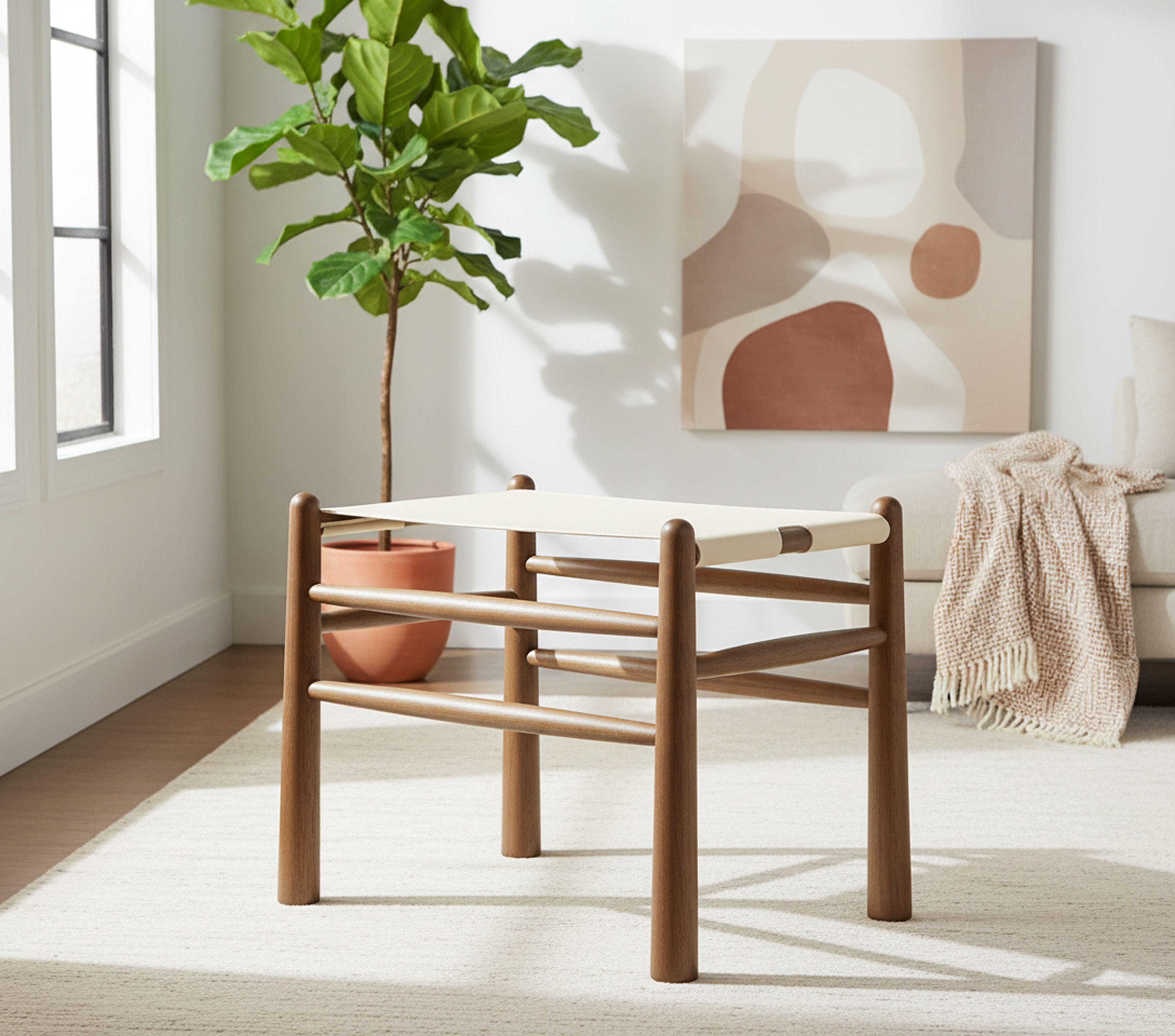 Santos - Upholstered Bench Vegan Leather - Cream