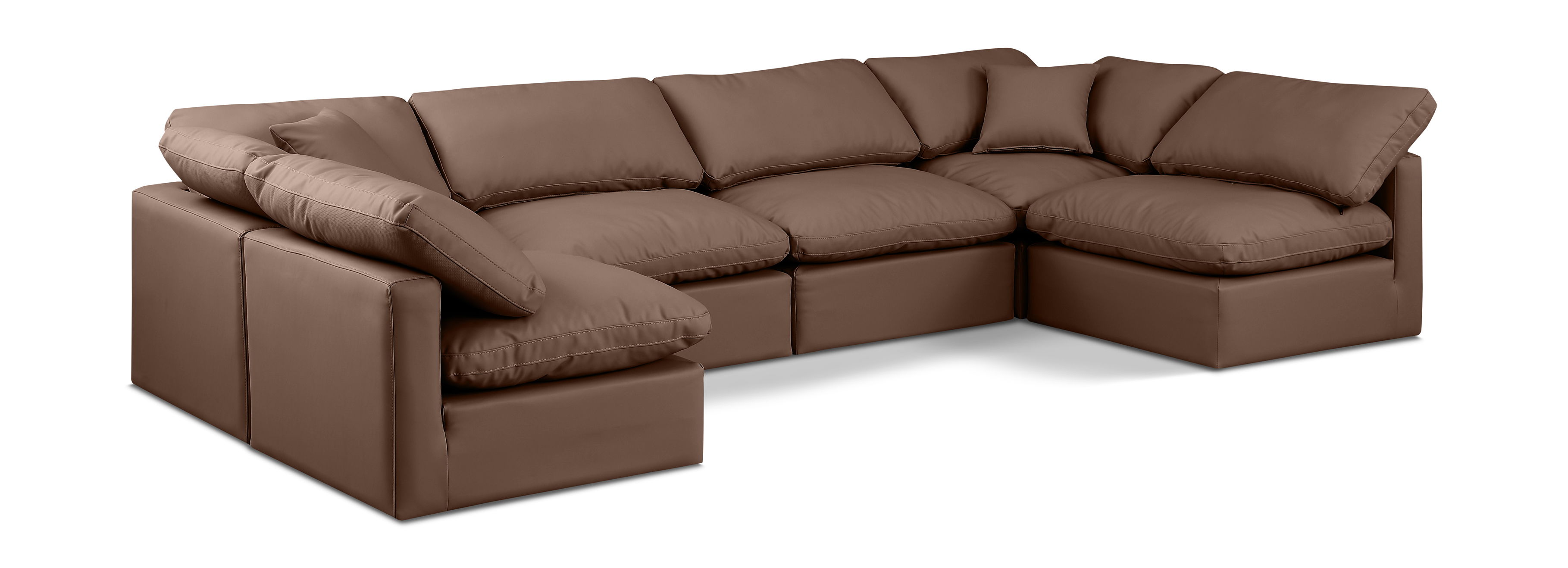 Indulge - Faux Leather 6 Piece Modular U-Shaped Sectional - Brown