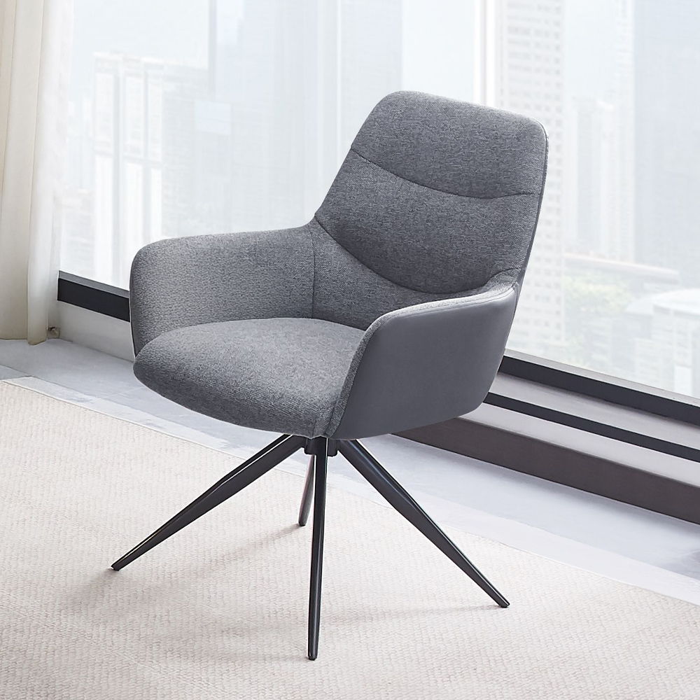 Hester - Arm Chair (Set of 2) - Gray Fabric, dark gray