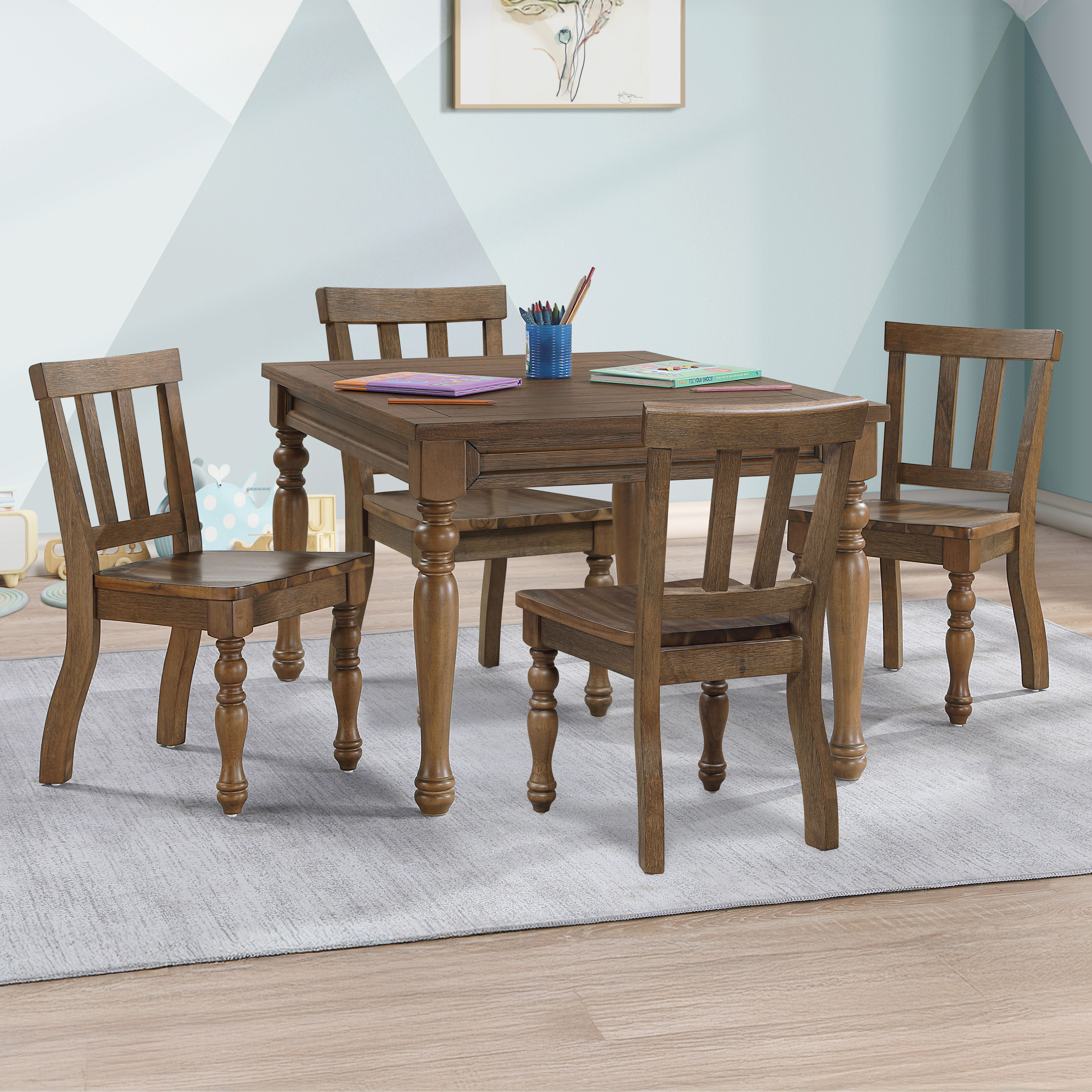 Joanna - Kids 5 Piece Dining Set - Mocha